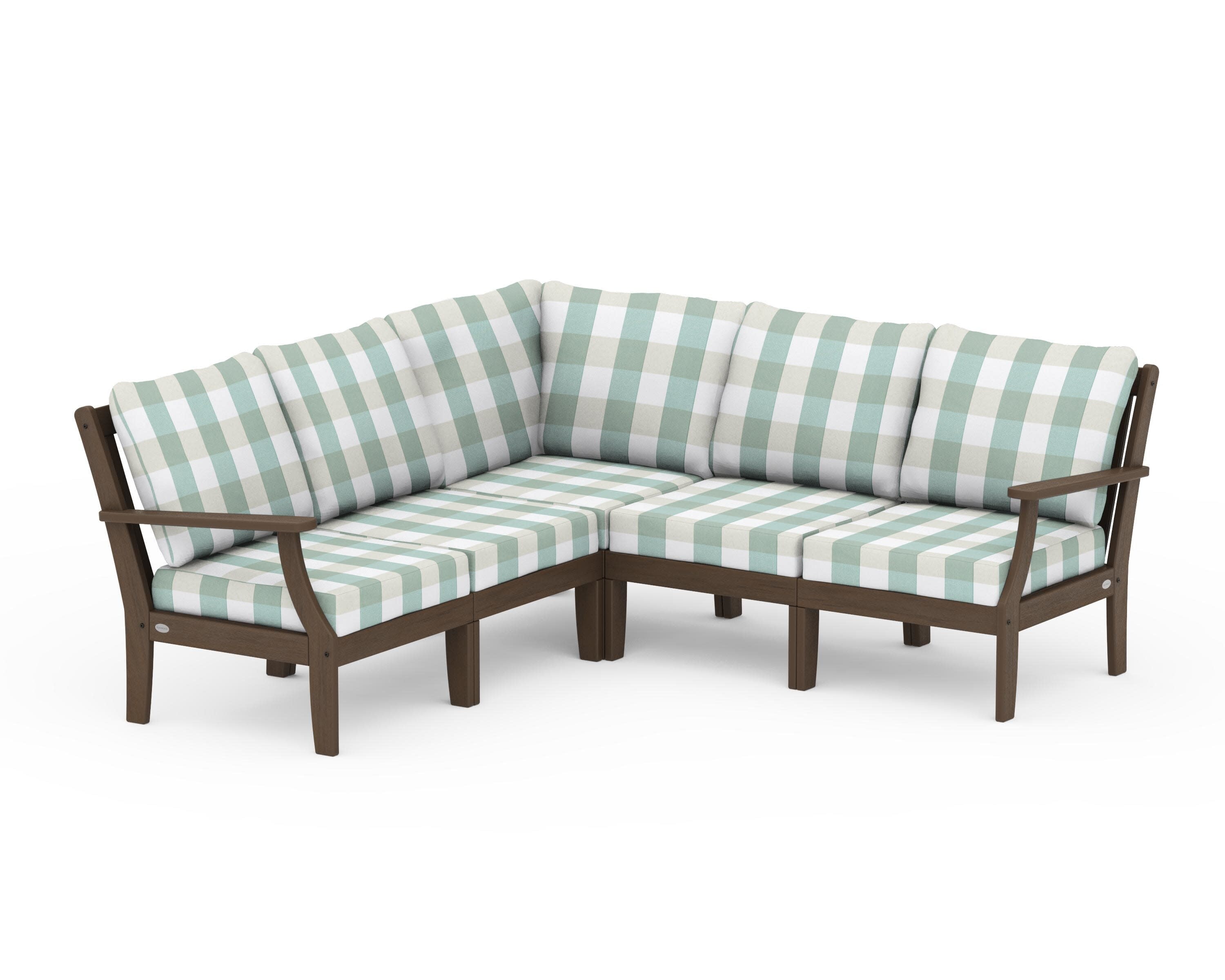 Braxton Modular 5-Piece Deep Seating Set in Kona / Buffalo Plaid Glacier Spa
