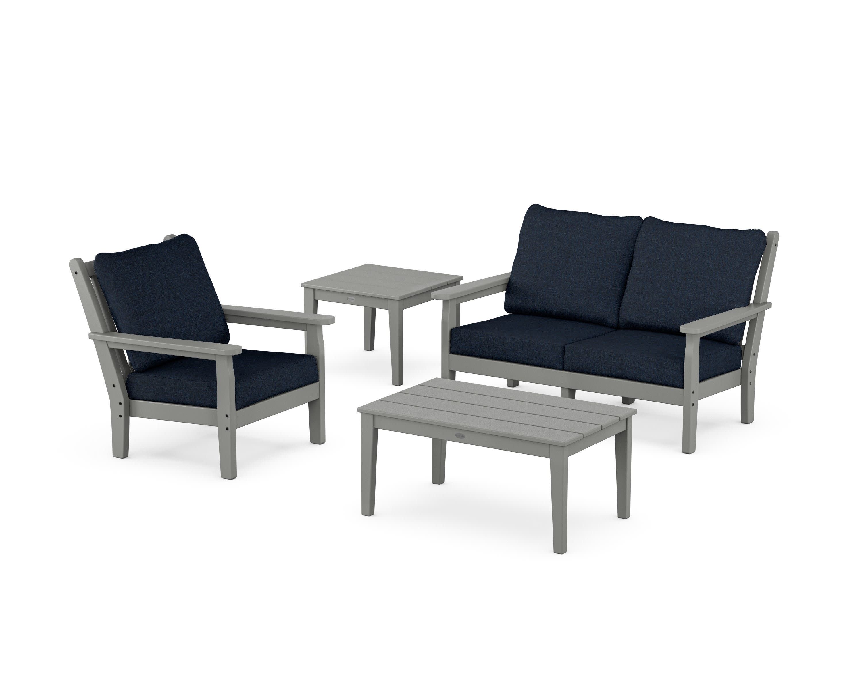 Chippendale 4-Piece Deep Seating Set in Slate Grey / Marine Indigo