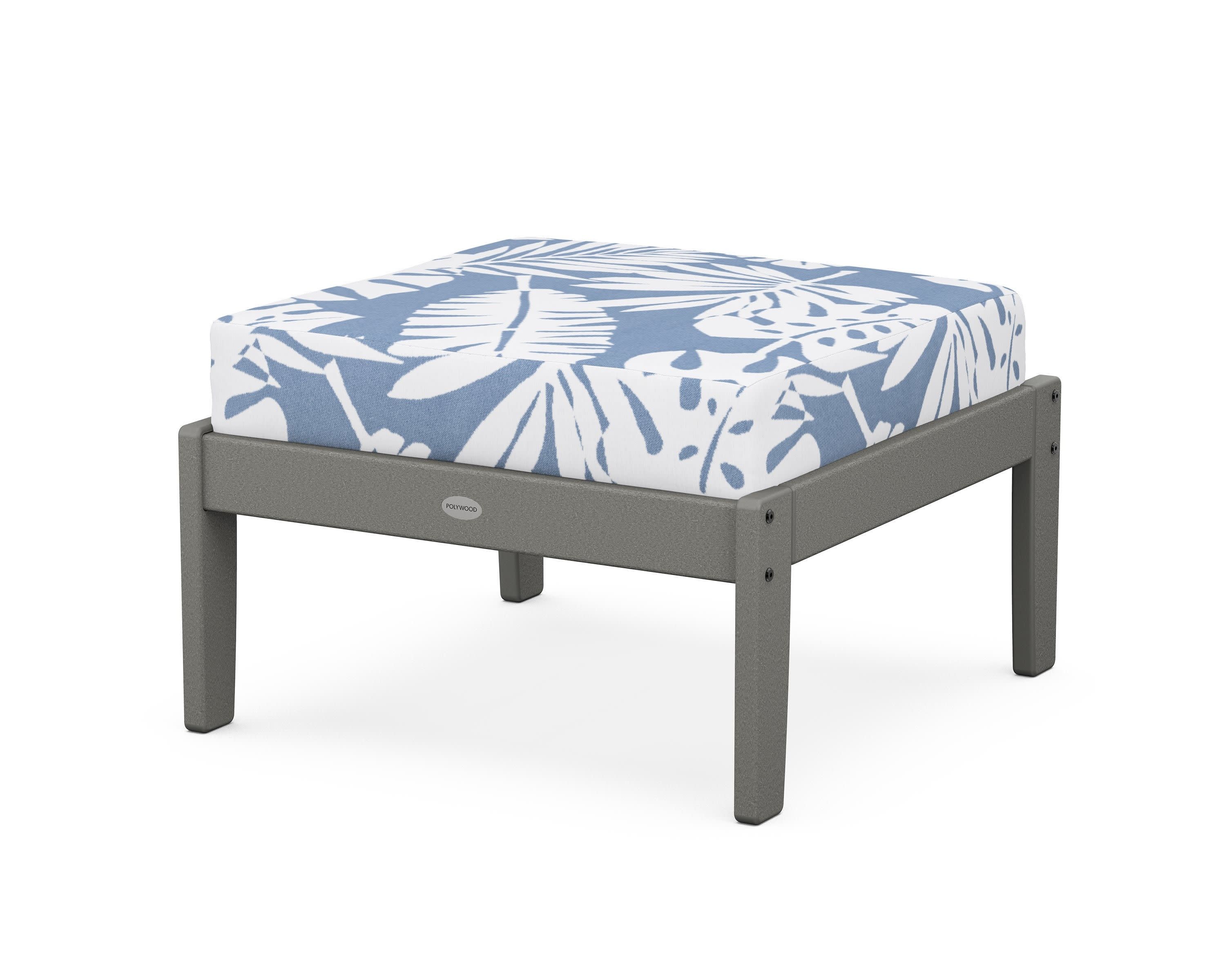 Braxton Deep Seating Ottoman in Slate Grey / Leaf Sky Blue