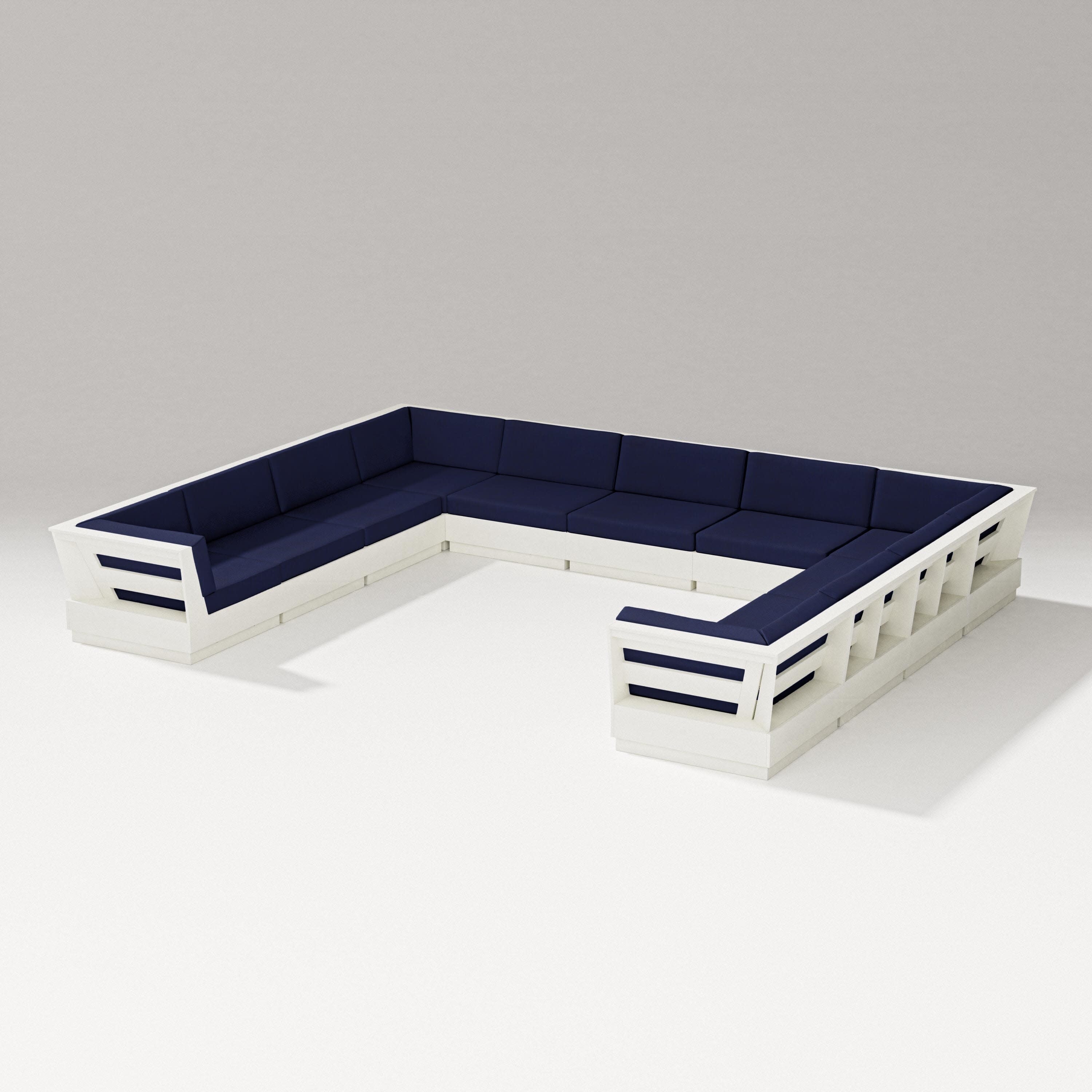 Elevate Large U-Shaped Sectional in Vintage White / Navy