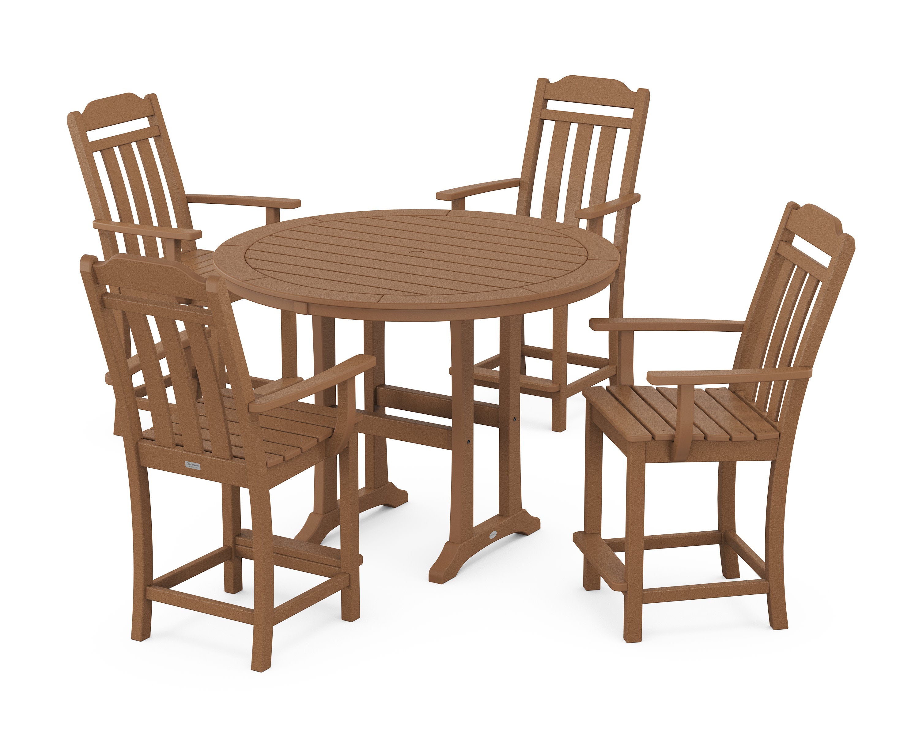 Cottage 5-Piece Round Counter Set in Teak