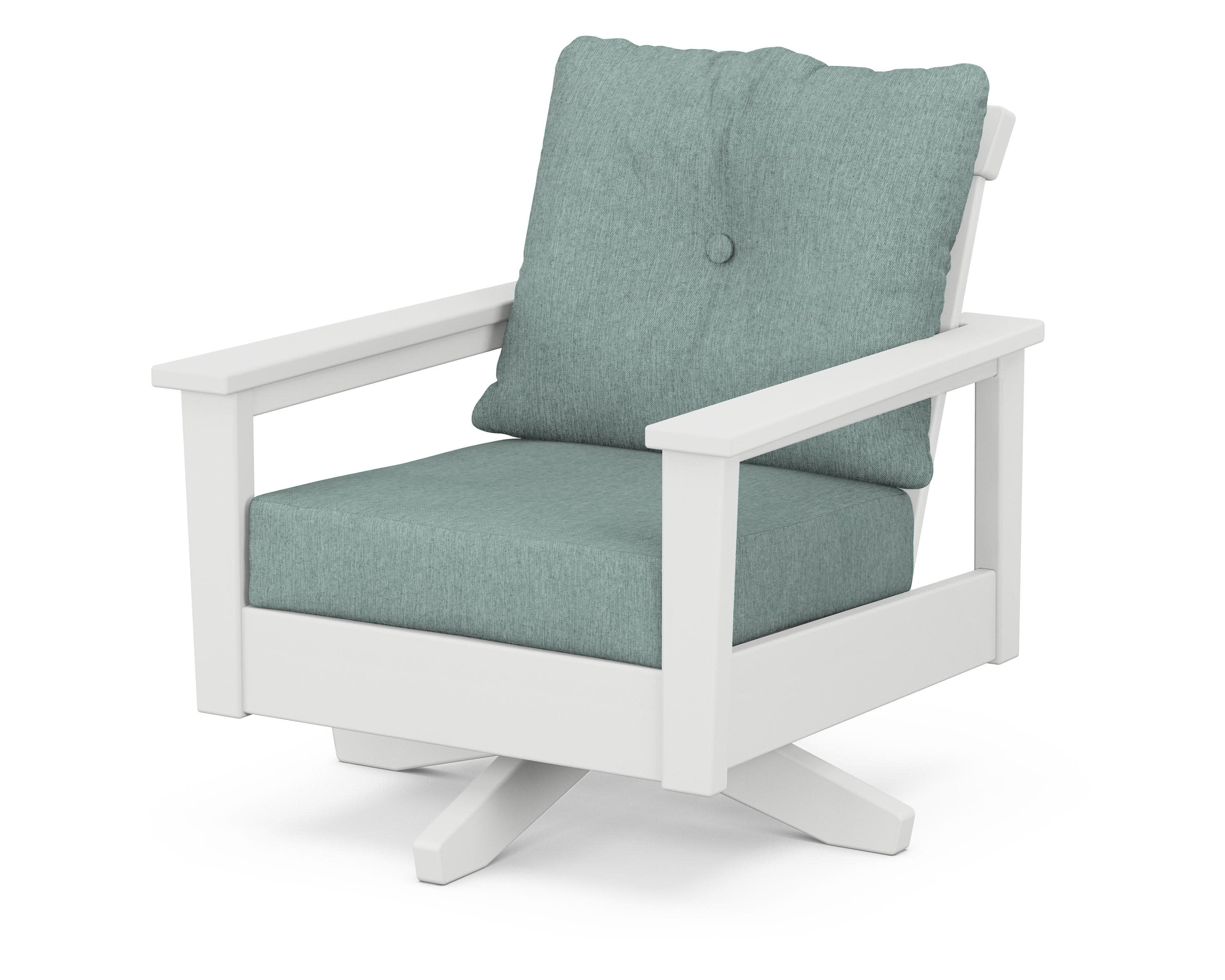 Prescott Deep Seating Swivel Chair in White / Glacier Spa