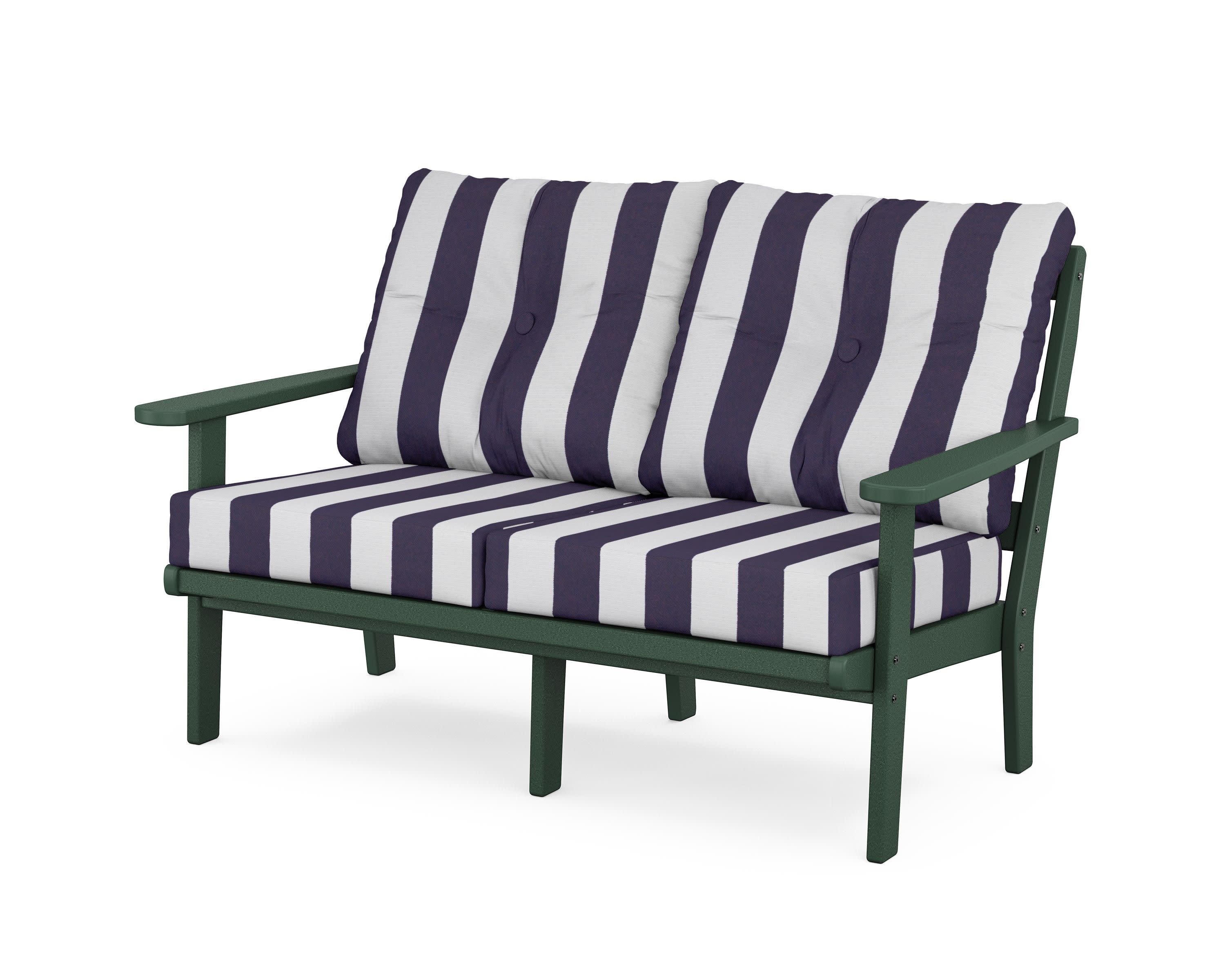 Mission Deep SeatingLoveseat in Green / Cabana Stripe Navy