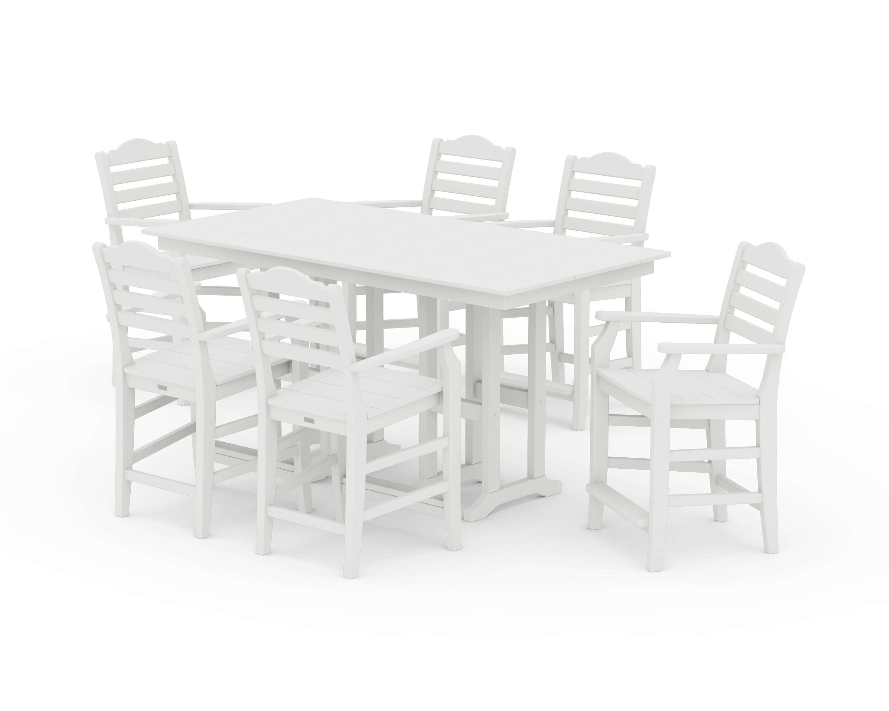 Savannah Arm Chair 7-Piece Farmhouse Counter Set in White