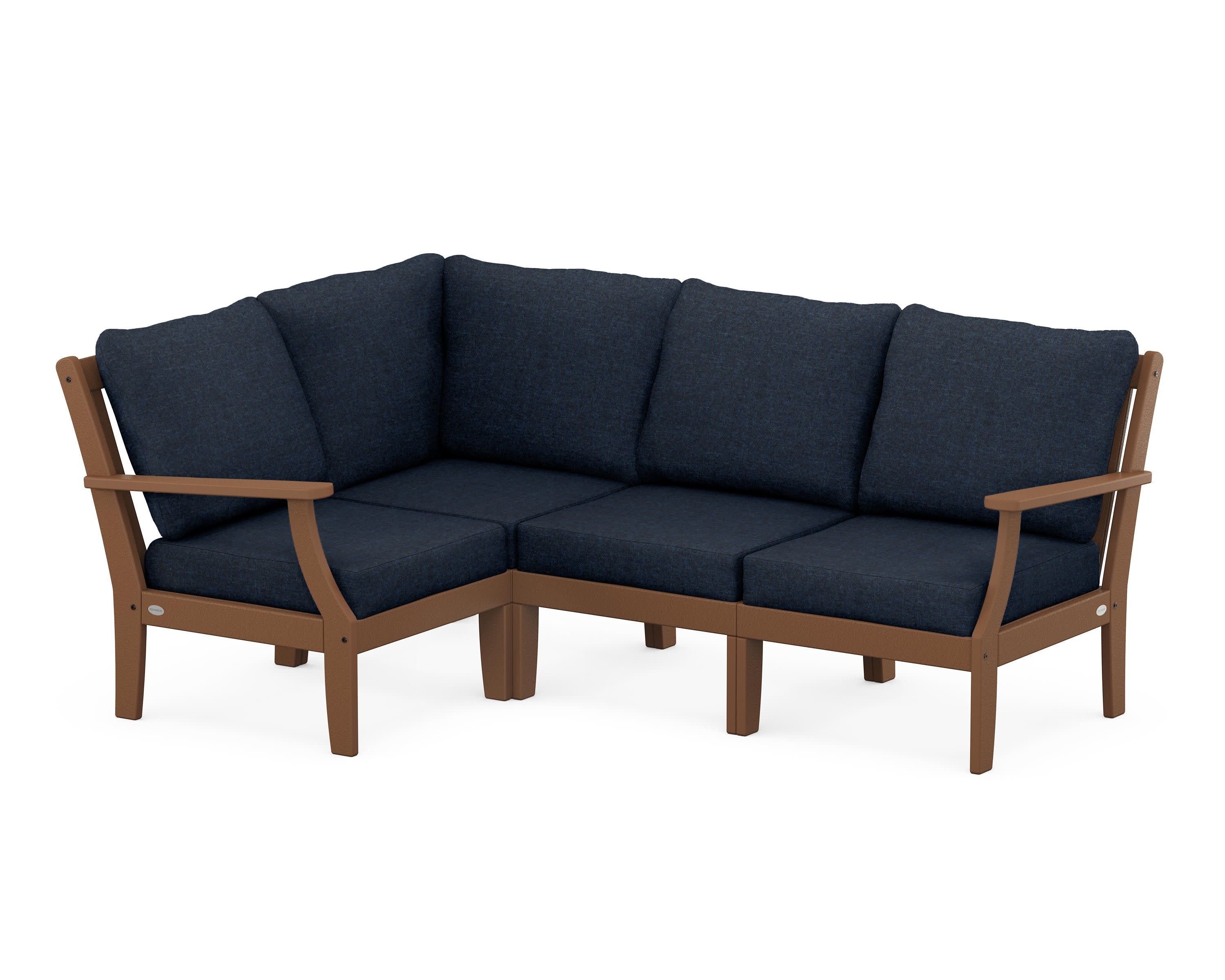 Braxton Modular 4-Piece Deep Seating Set in Teak / Marine Indigo