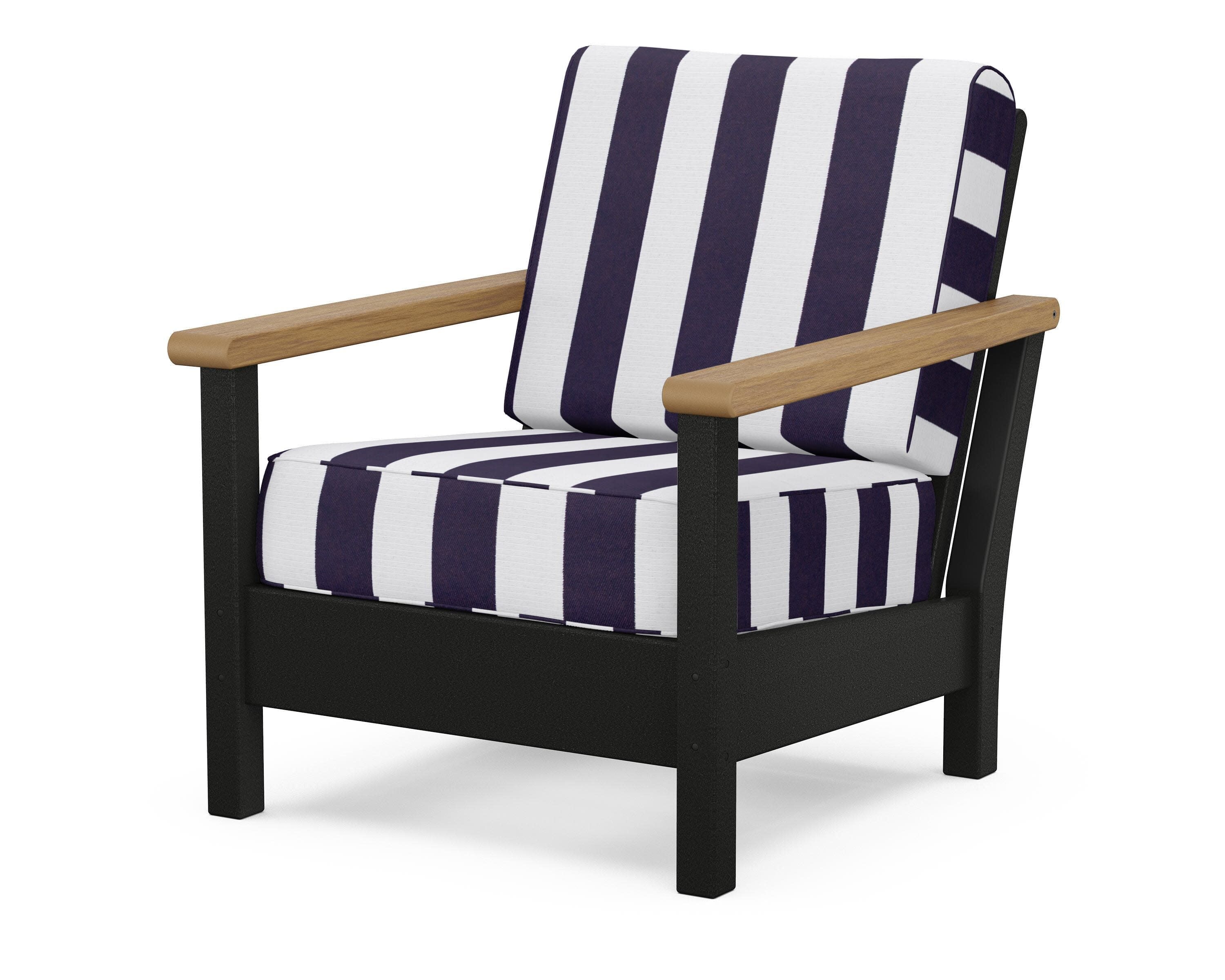 Harbour Deep Seating Chair in Black / Natural / Cabana Stripe Navy