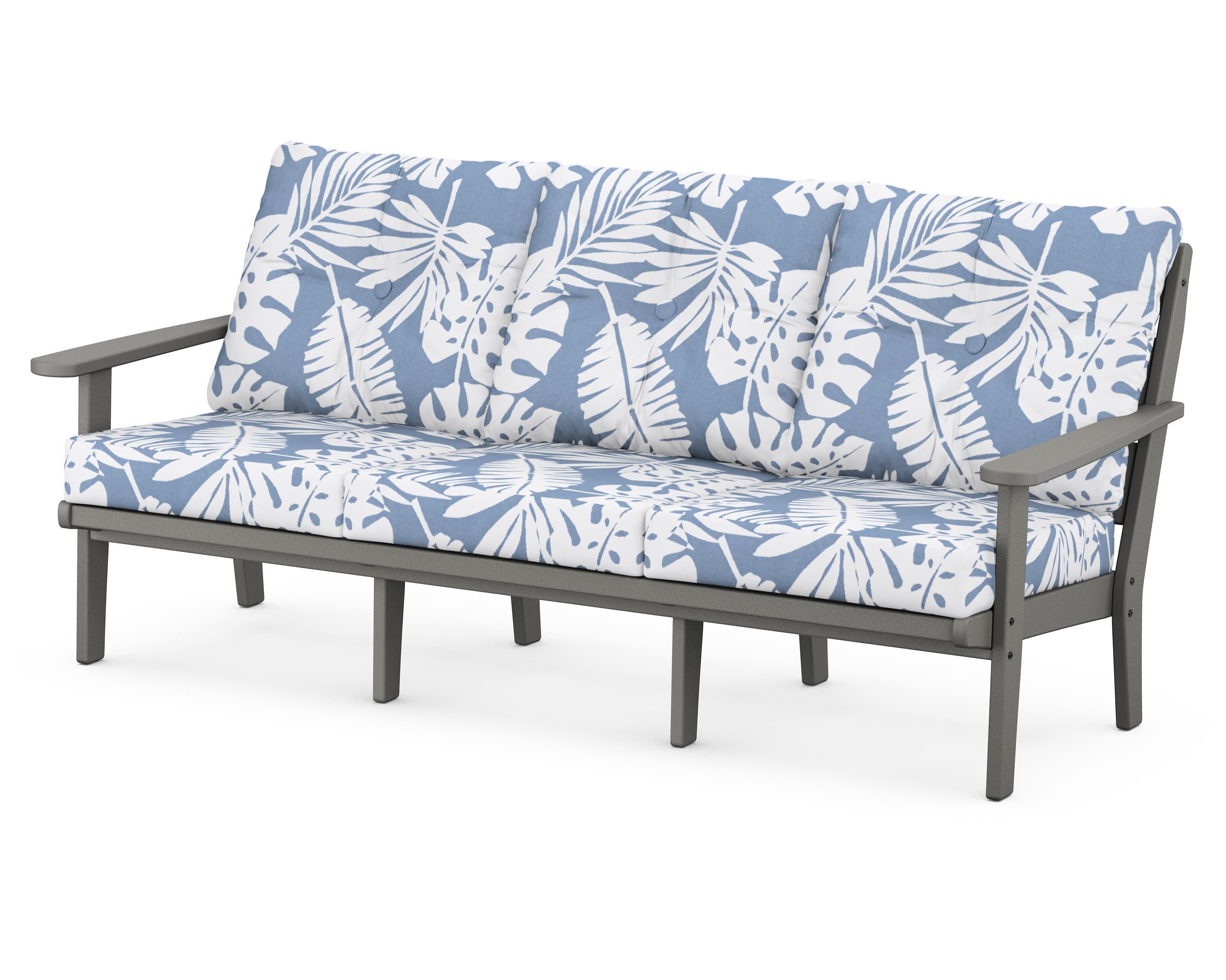 Lakeside Deep Seating Sofa in Slate Grey / Leaf Sky Blue