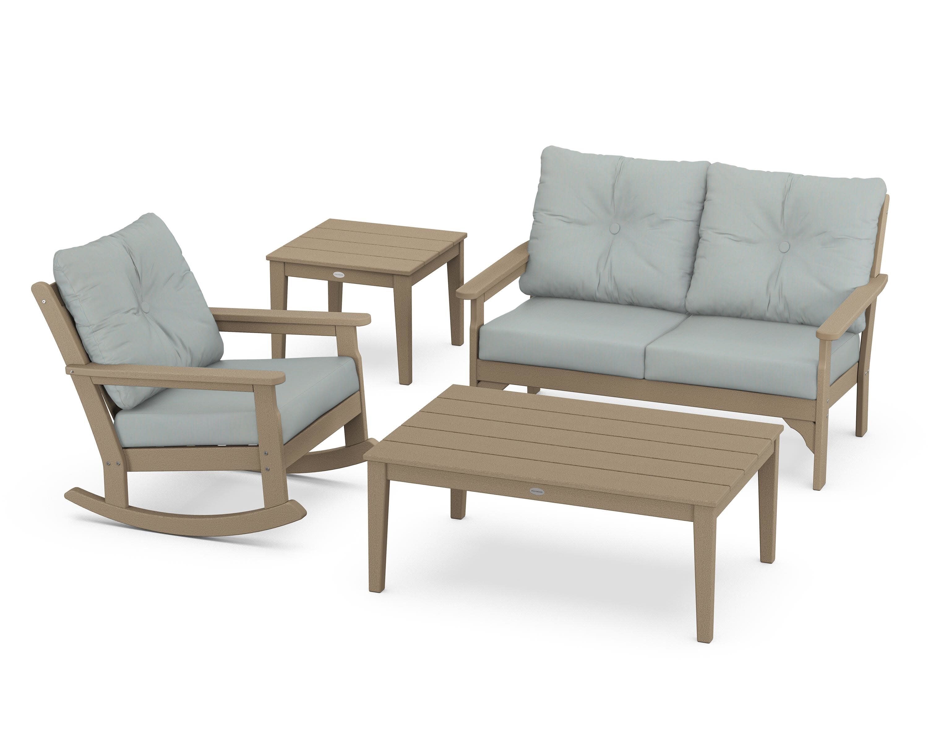 Vineyard 4-Piece Deep Seating Rocker Set in Vintage Sahara / Spa
