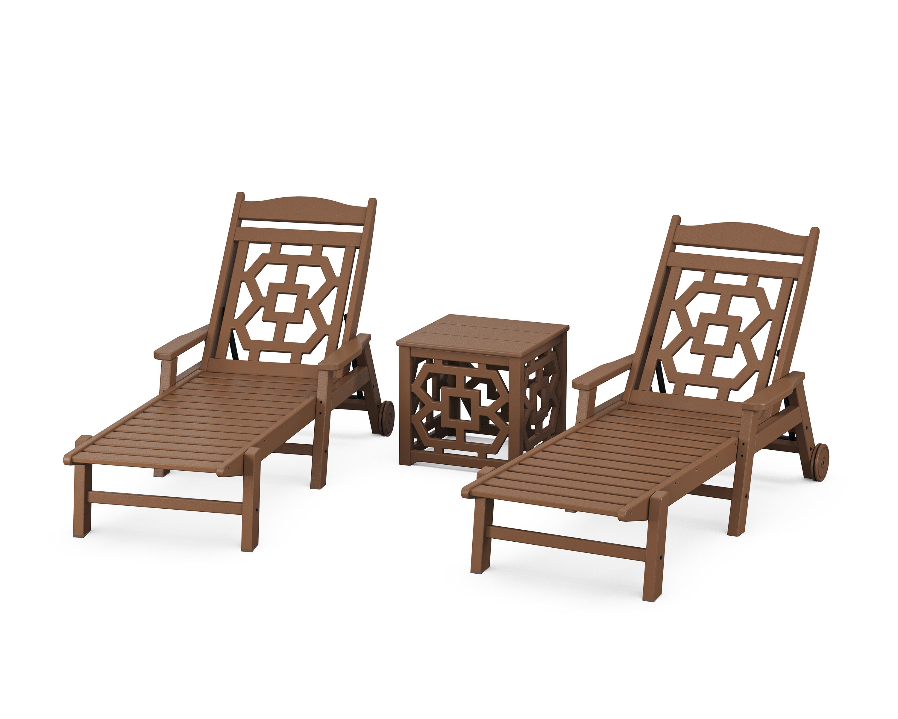 Chinoiserie 3-Piece Chaise Set in Teak