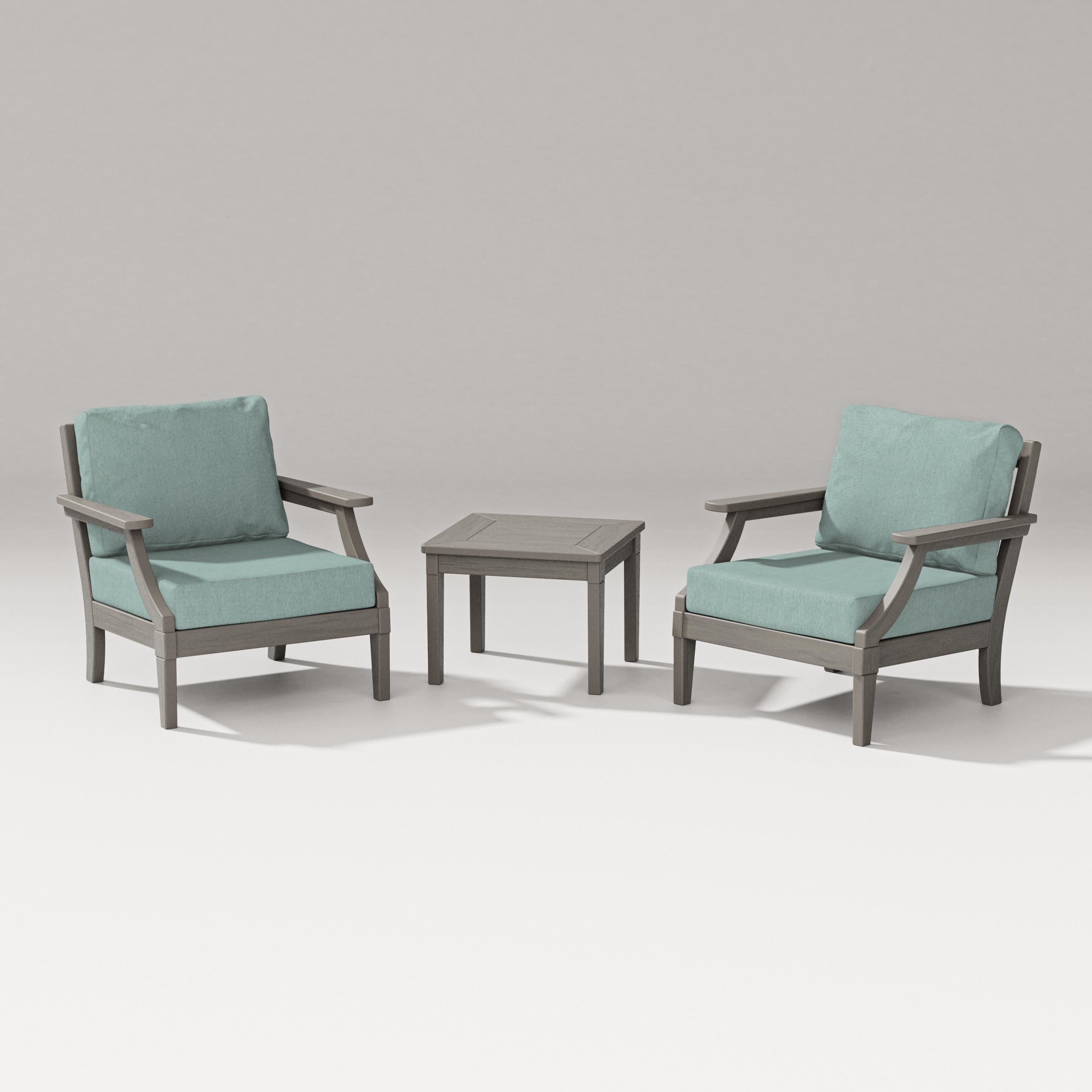 Estate 3-Piece Lounge Chair Set in Driftwood / Glacier Spa
