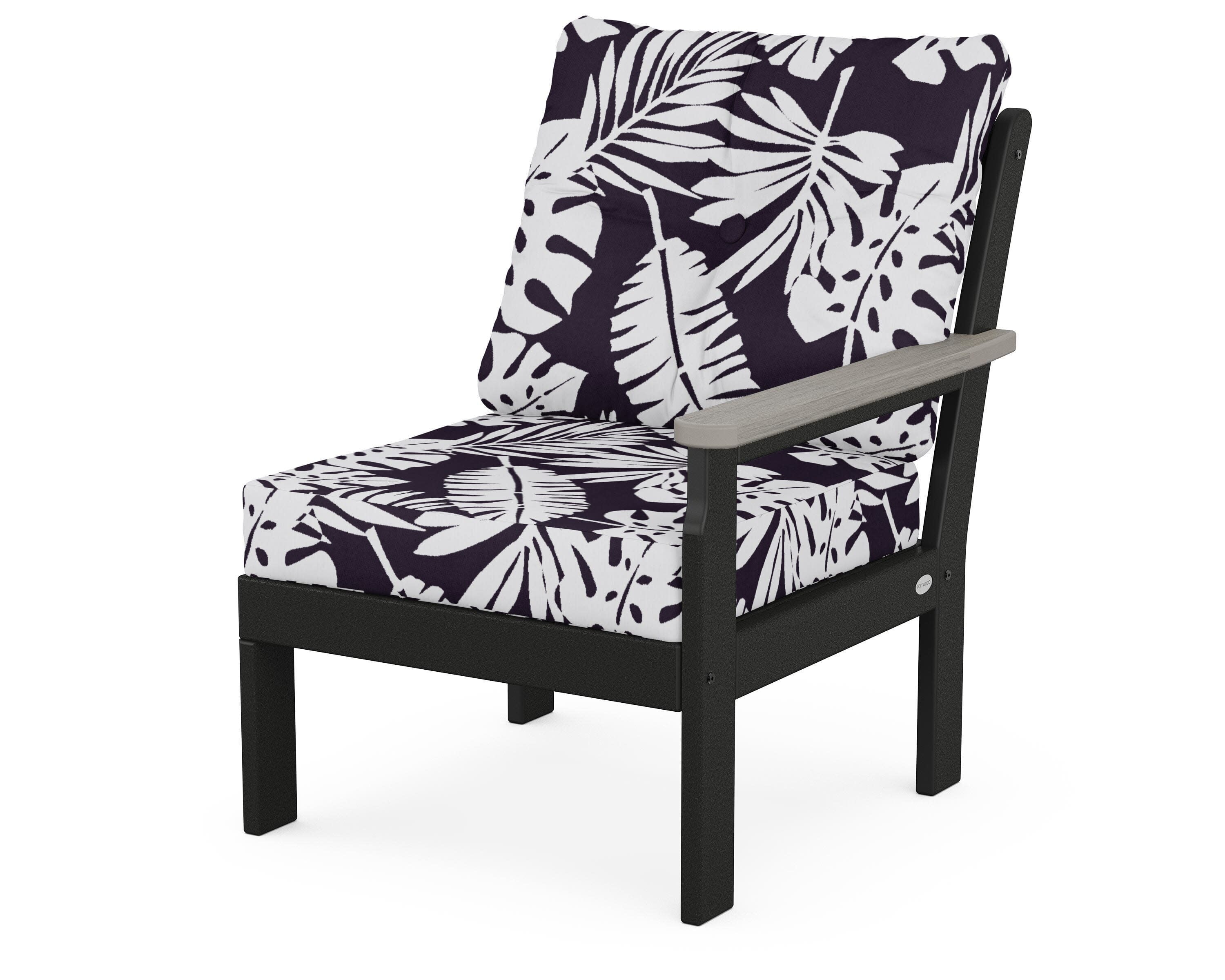 Vineyard Modular Right Arm Chair in Black / Driftwood / Leaf Navy