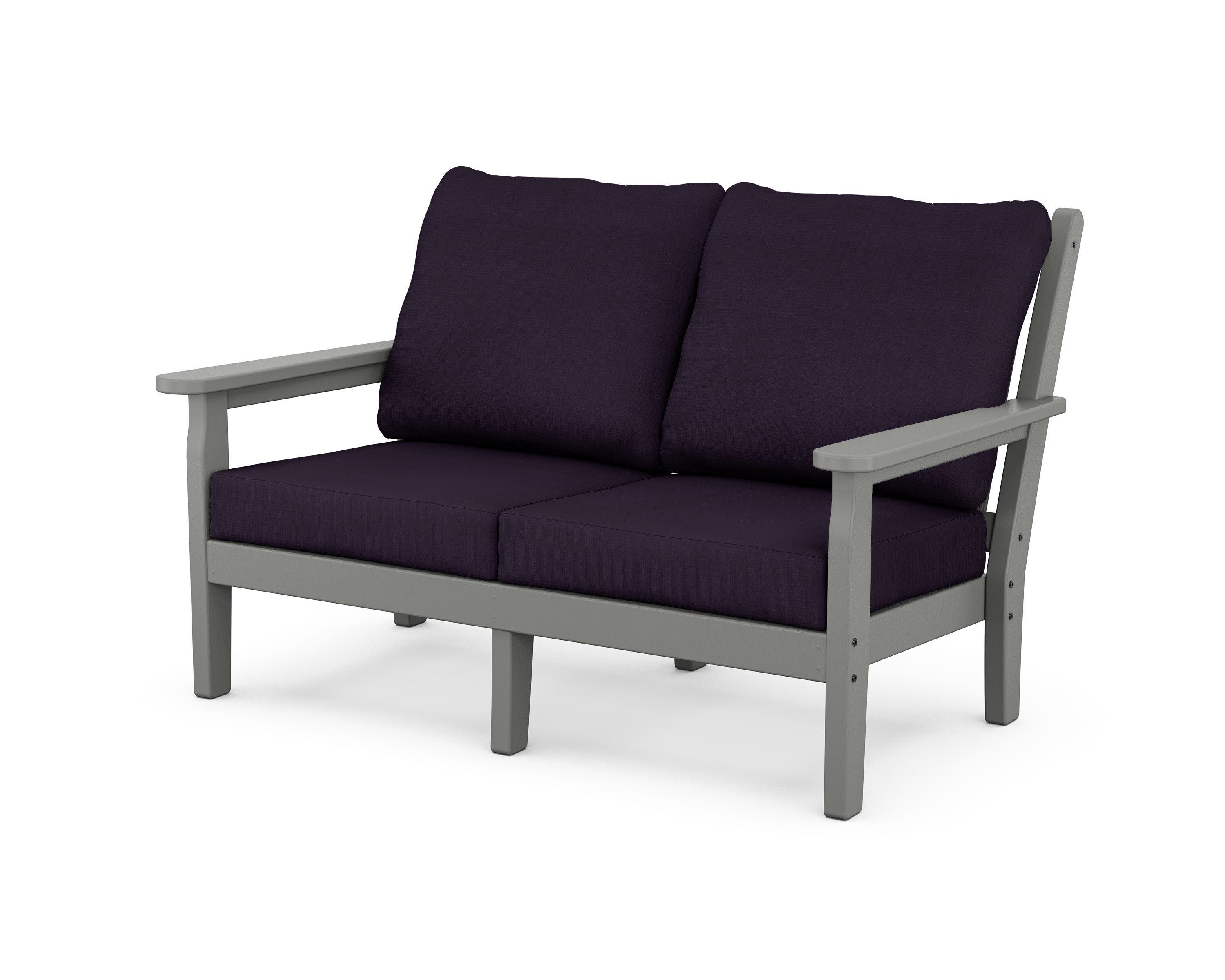 Chippendale Deep Seating Loveseat in Slate Grey / Navy Linen