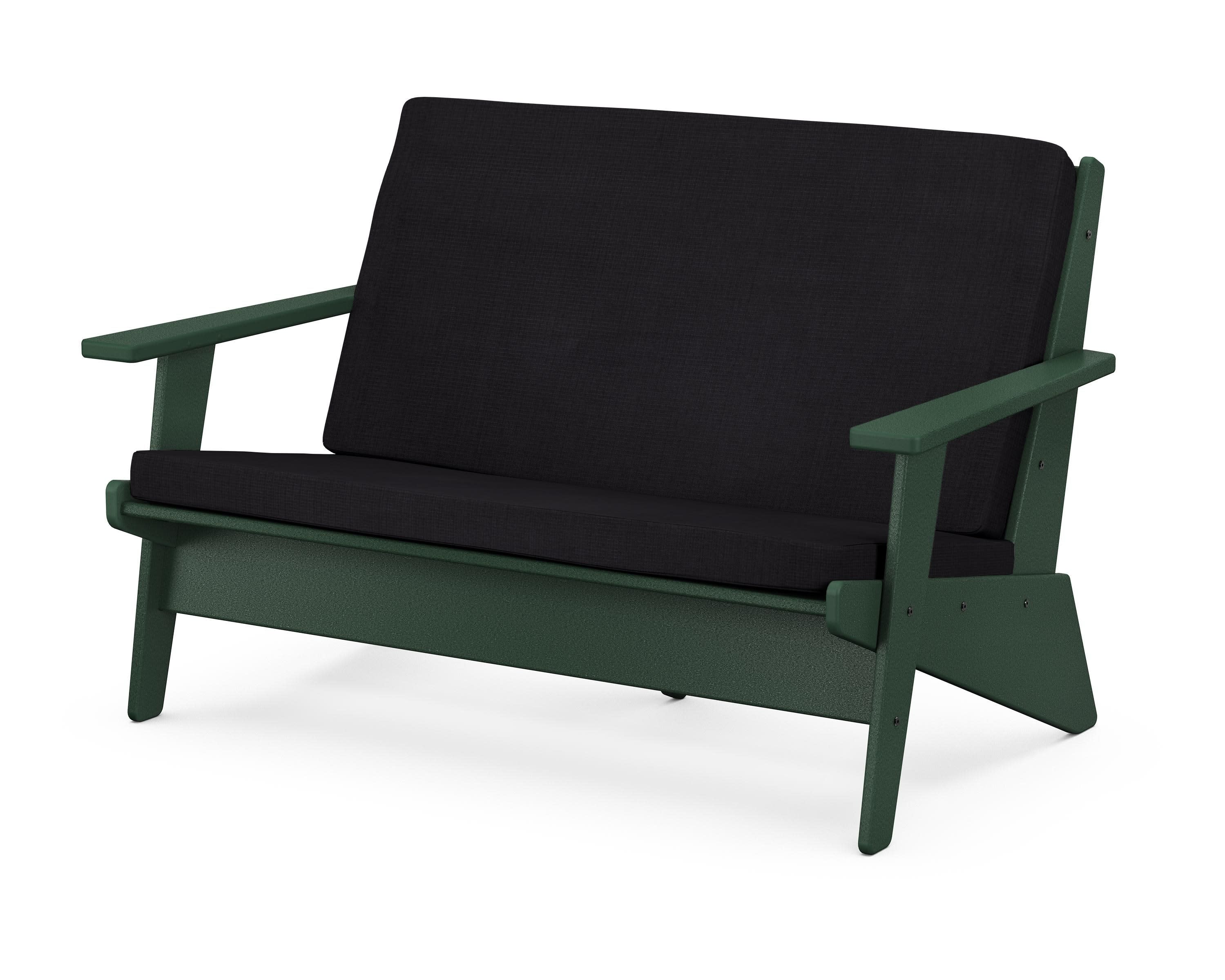 Riviera Modern Lounge Loveseat in Green / Midnight Linen