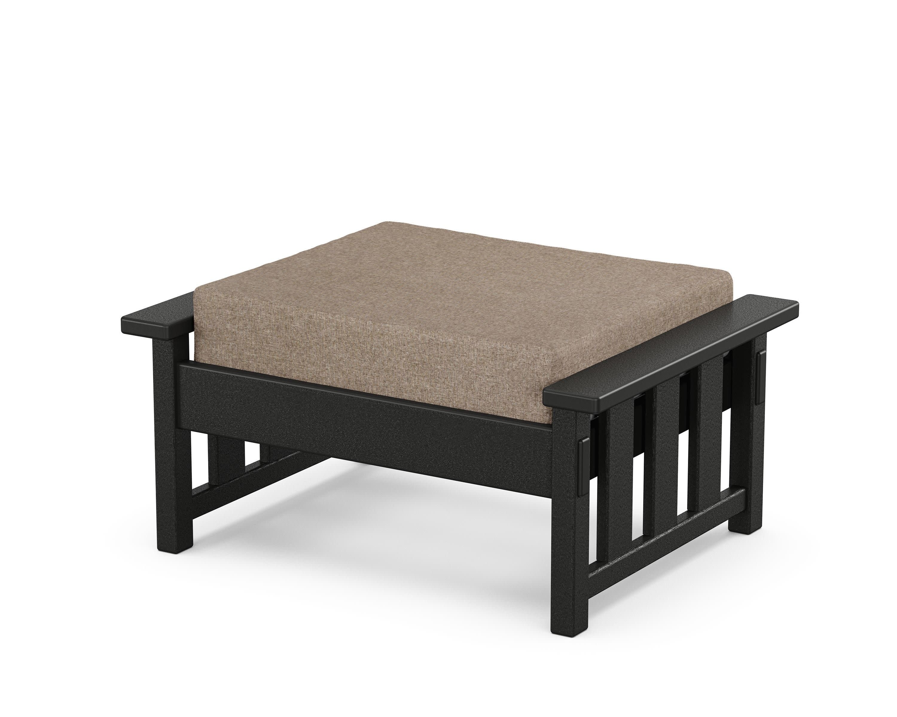 Acadia Deep Seating Ottoman in Black / Spiced Burlap