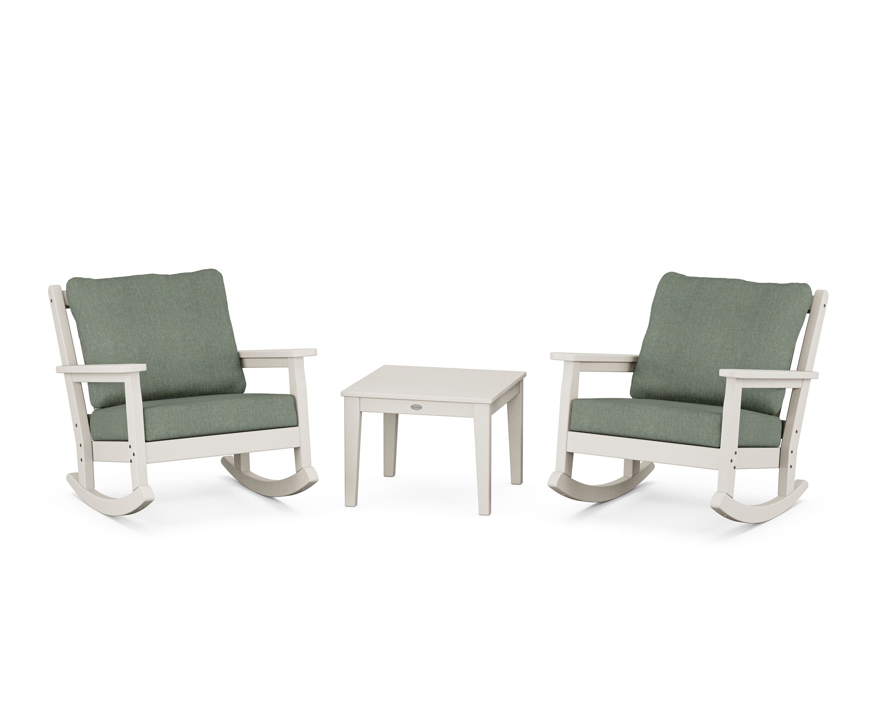 Chippendale 3-Piece Deep Seating Rocker Set in Sand / Cast Sage