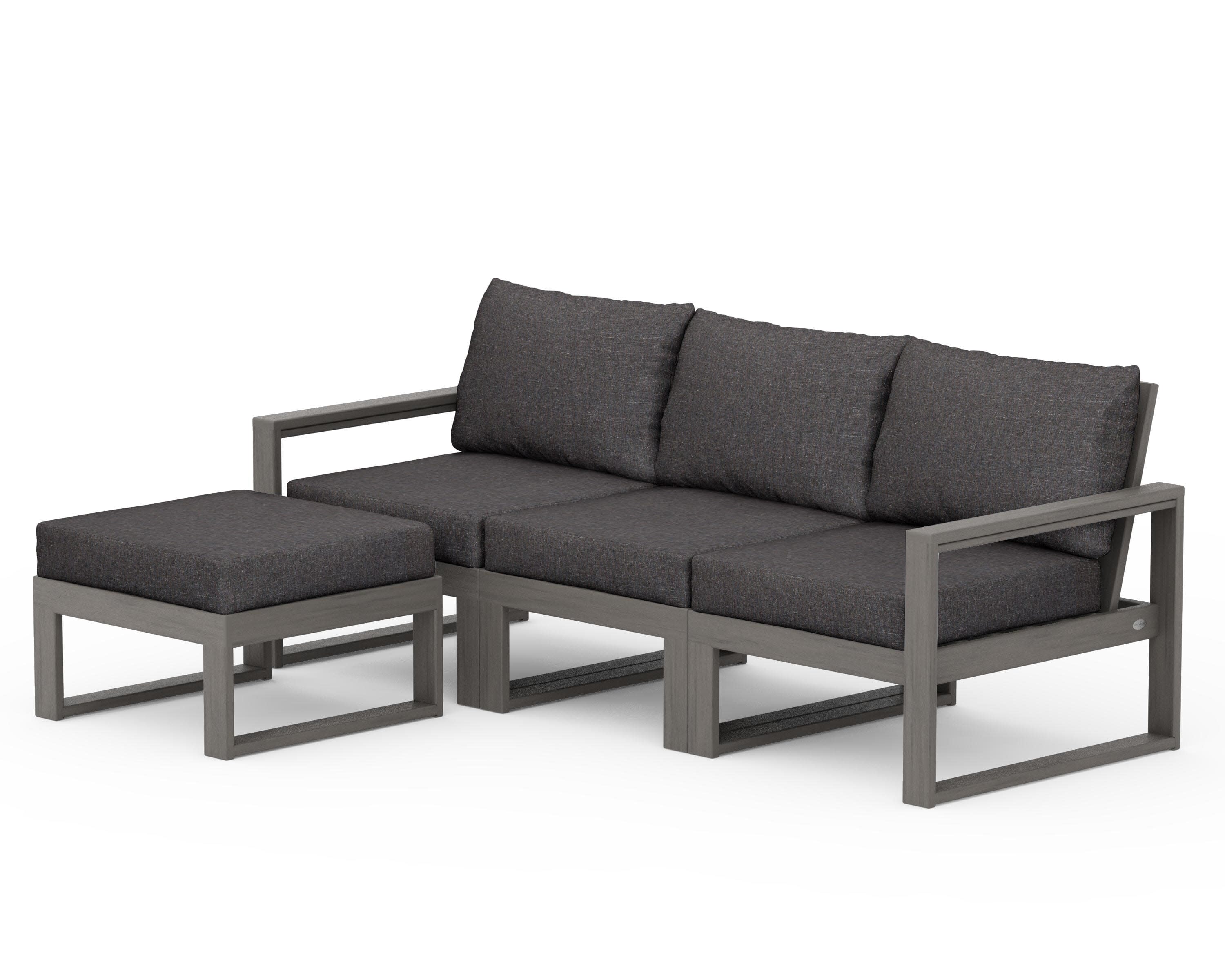 EDGE 4-Piece Modular Deep Seating Set with Ottoman in Driftwood / Ash Charcoal