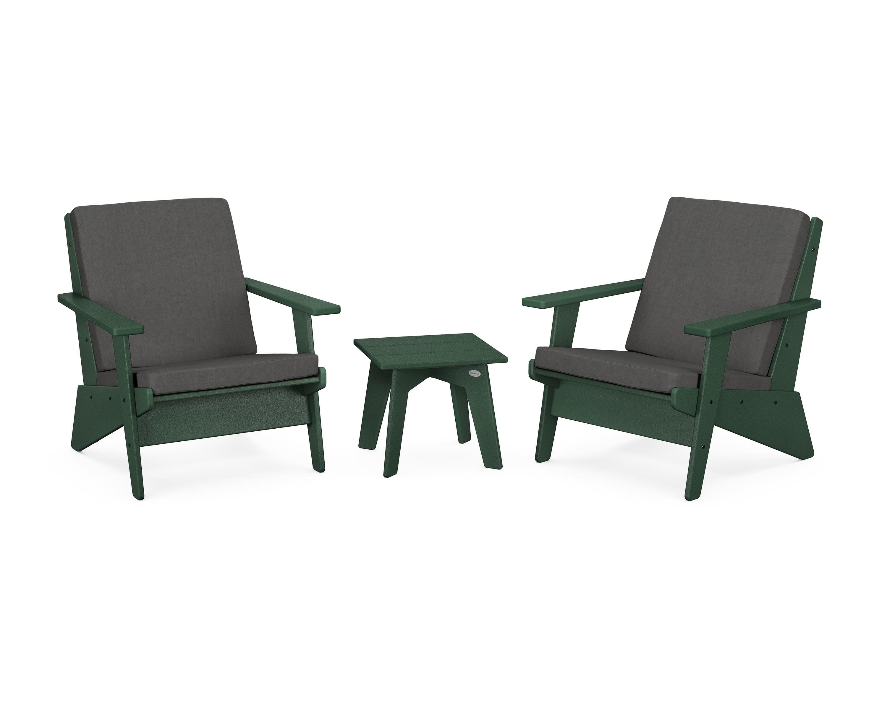 Riviera Modern Lounge 3-Piece Set in Green / Spectrum Carbon