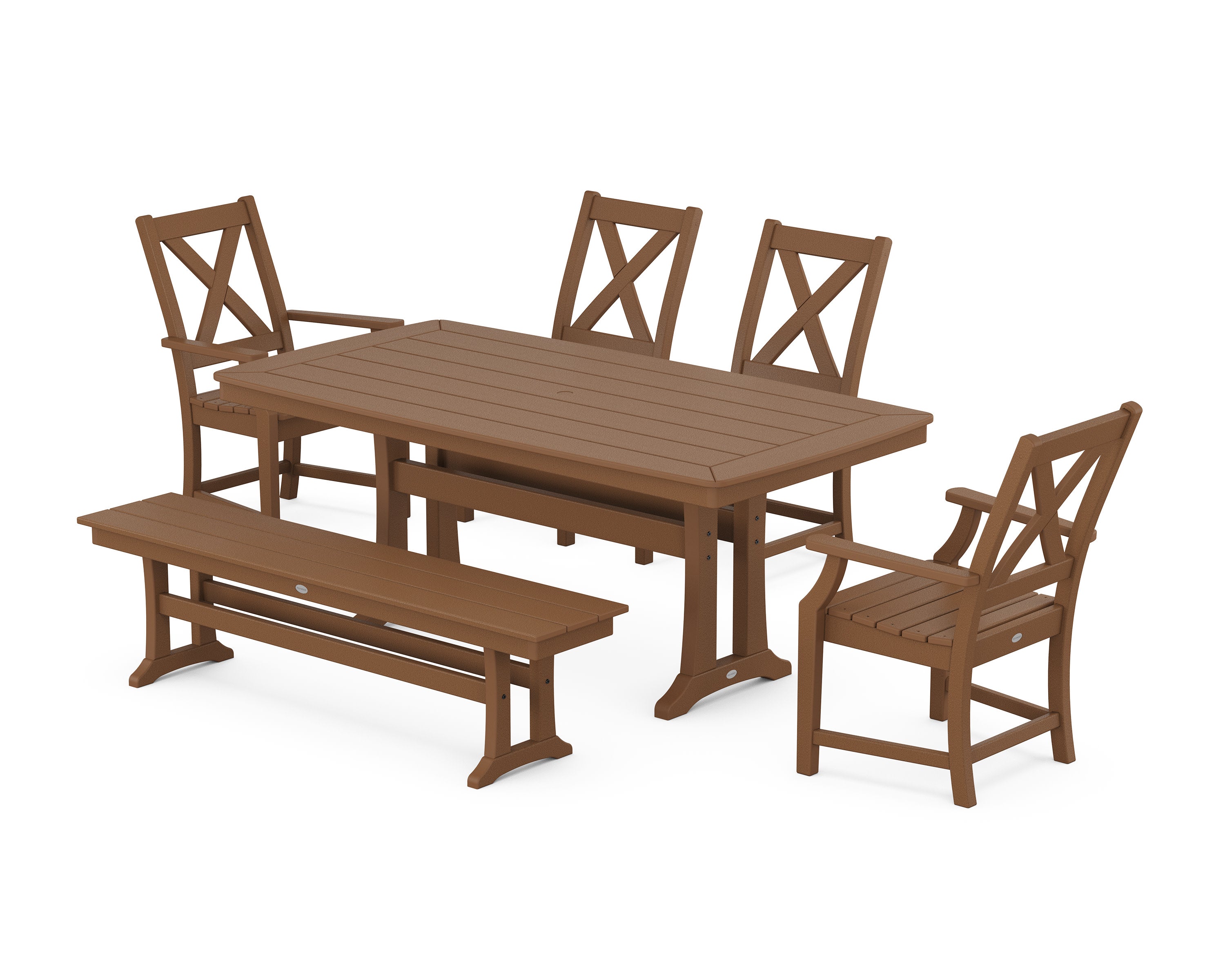Braxton 6-Piece Dining Set with Trestle Legs in Teak