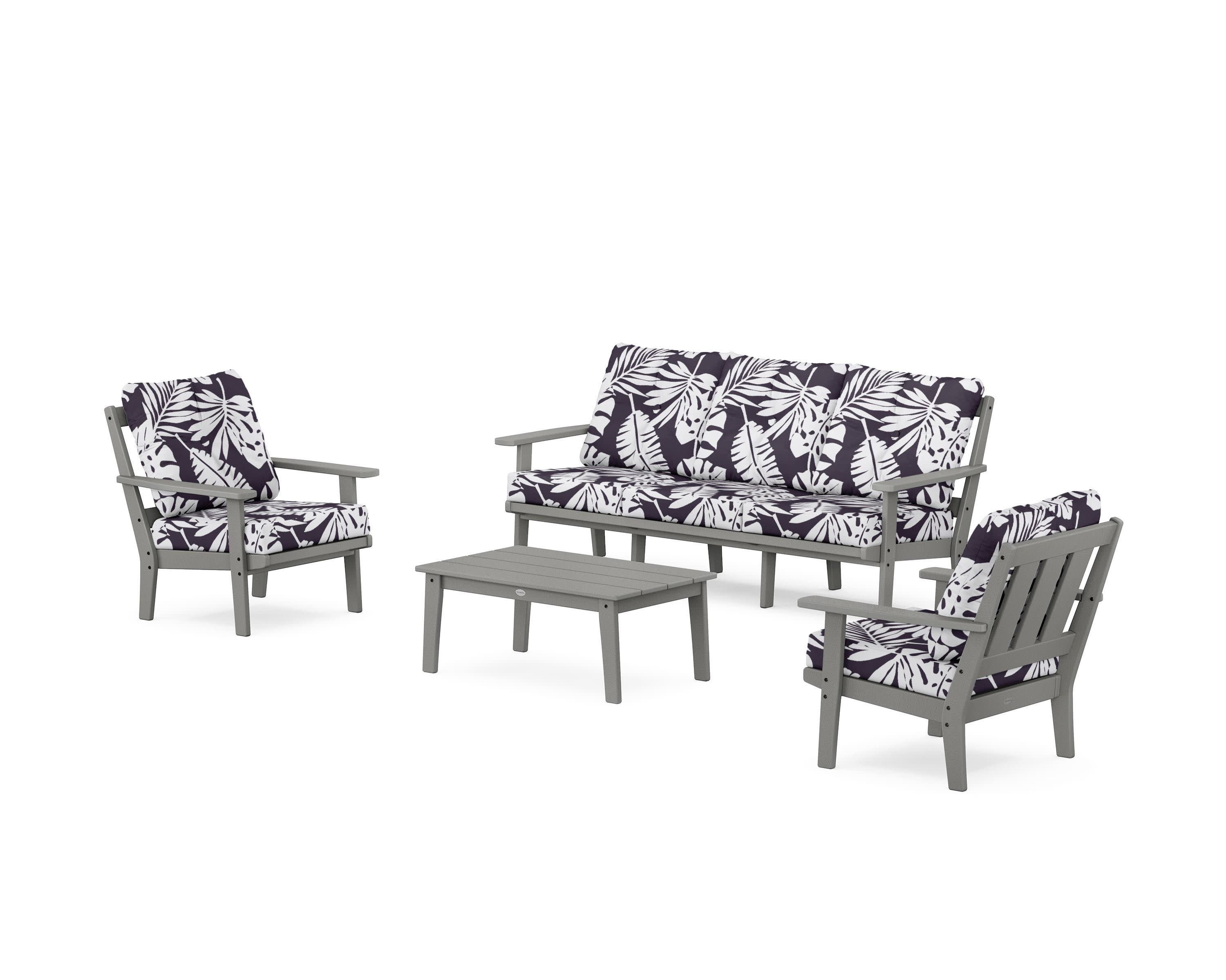 Oxford 4-Piece Deep Seating Set with Sofa in Slate Grey / Leaf Navy