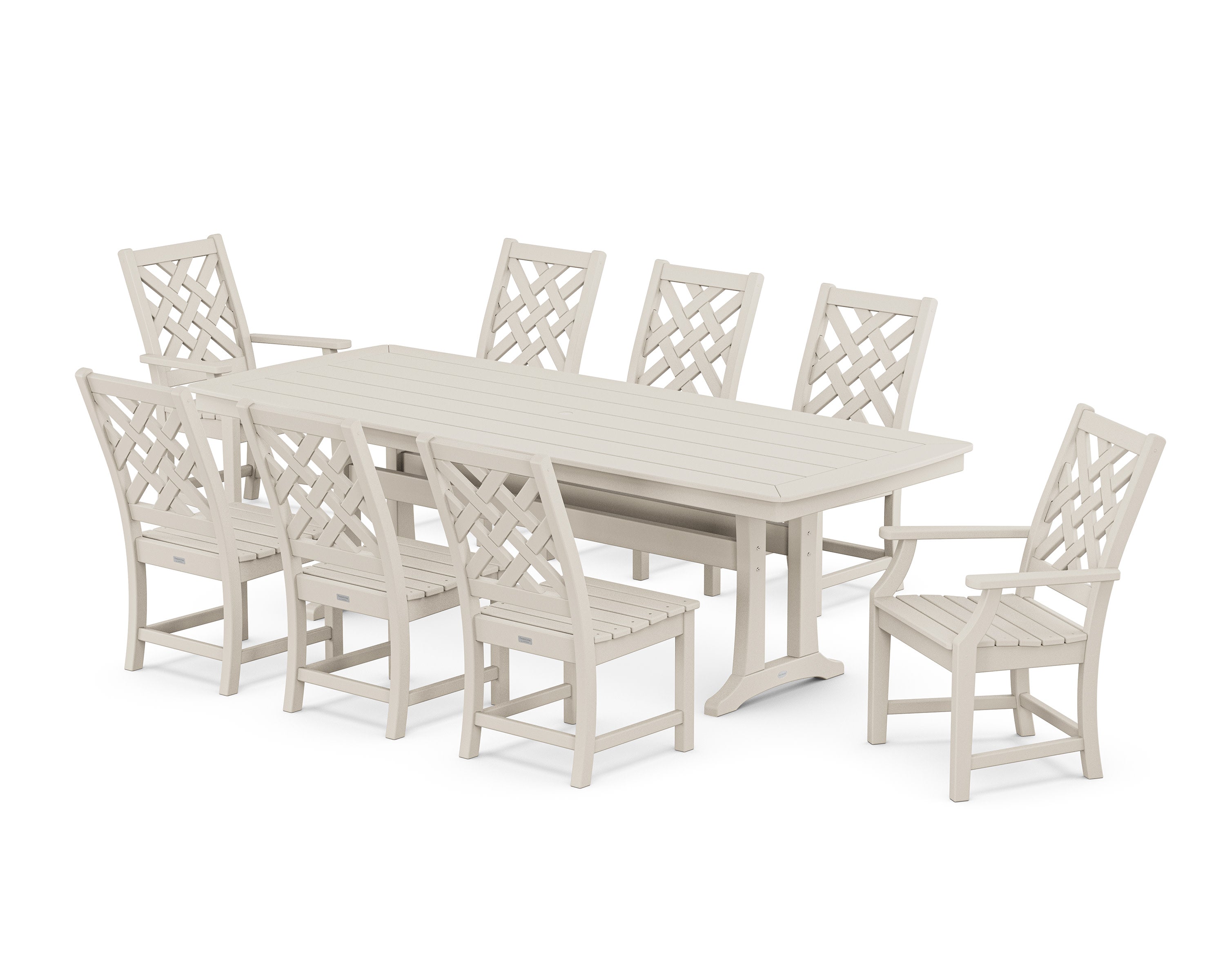 Wovendale 9-Piece Dining Set with Trestle Legs in Sand