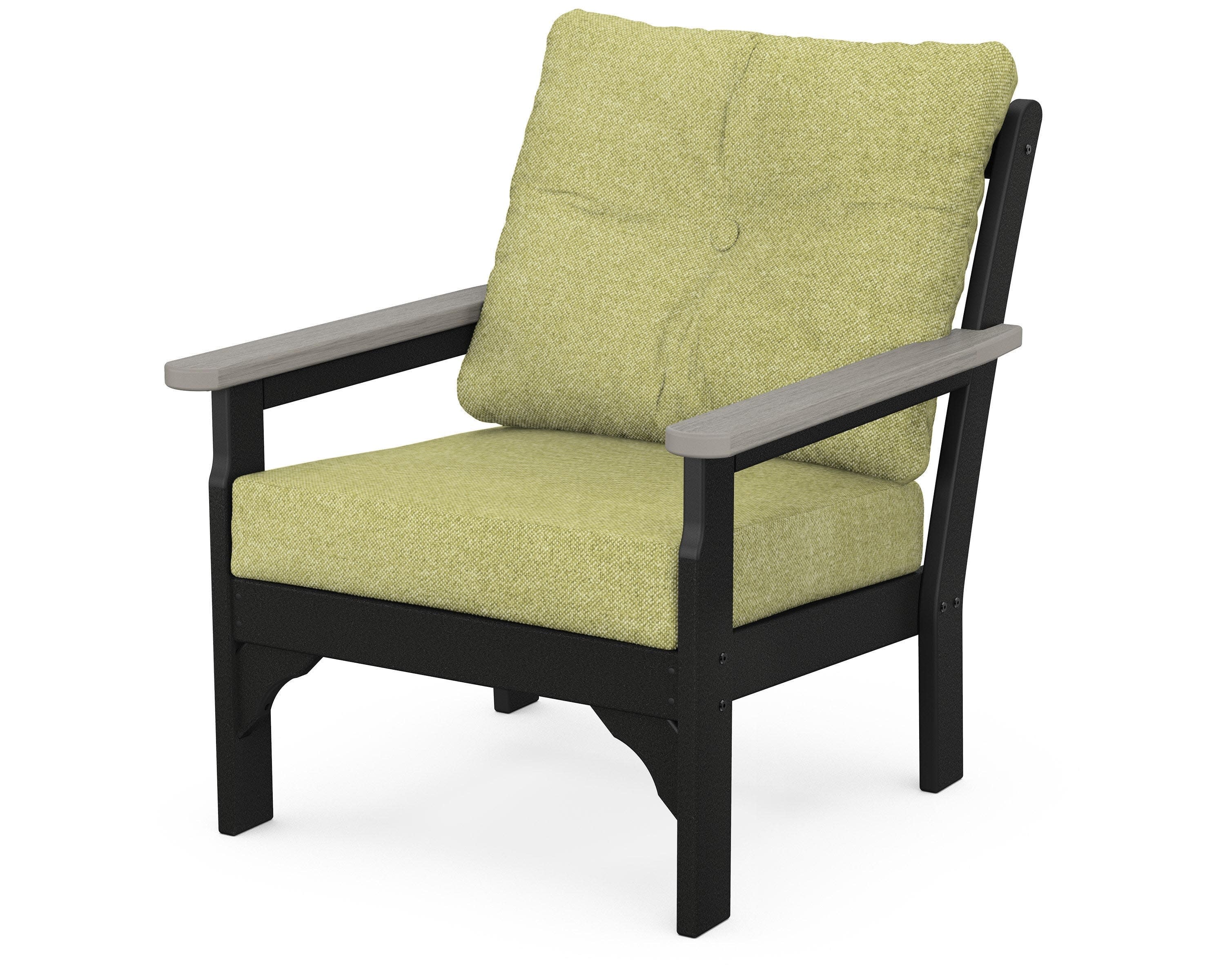 Vineyard Deep Seating Chair in Black / Driftwood / Chartreuse Boucle