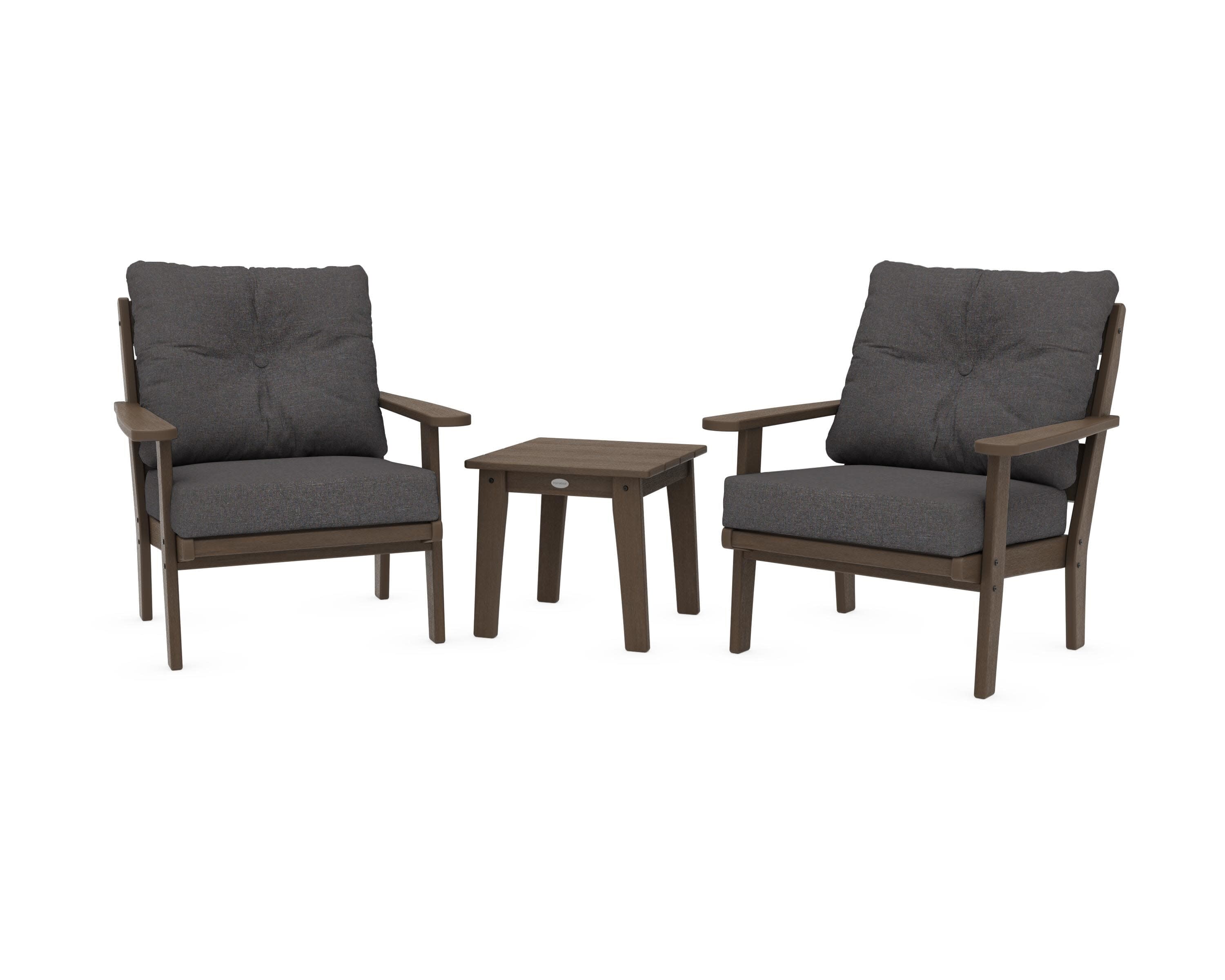 Lakeside 3-Piece Deep Seating Chair Set in Kona / Ash Charcoal