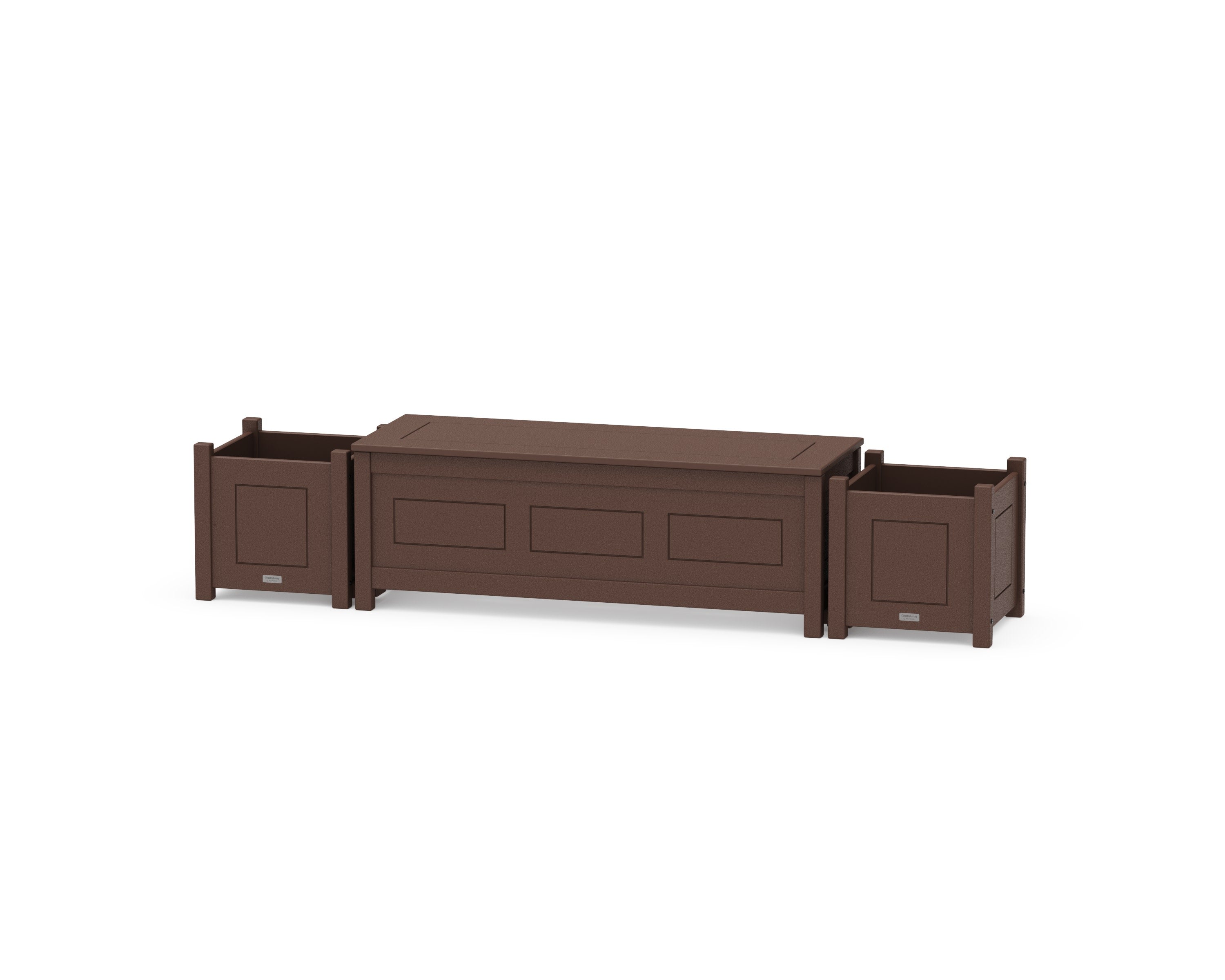 48" Country Living Straight Planter Storage Bench Set in Mahogany