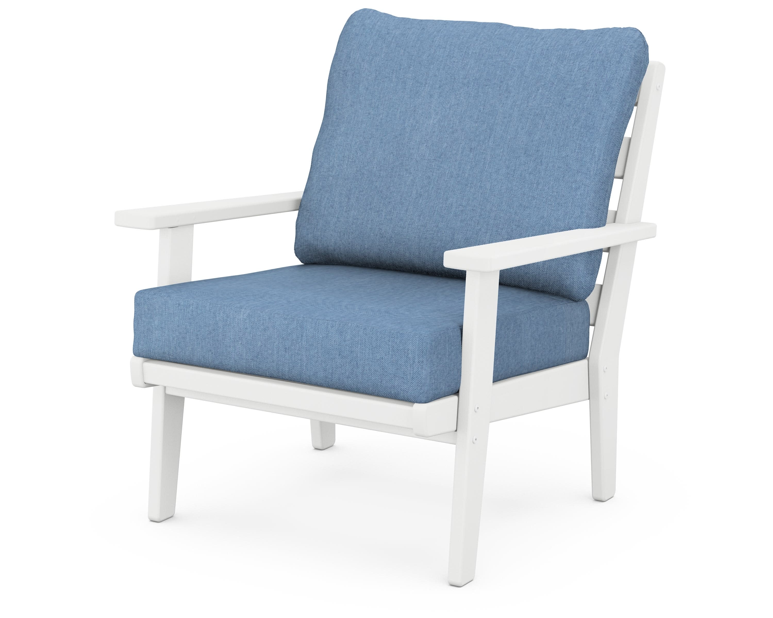 Grant Park Deep Seating Chair in White / Sky Blue