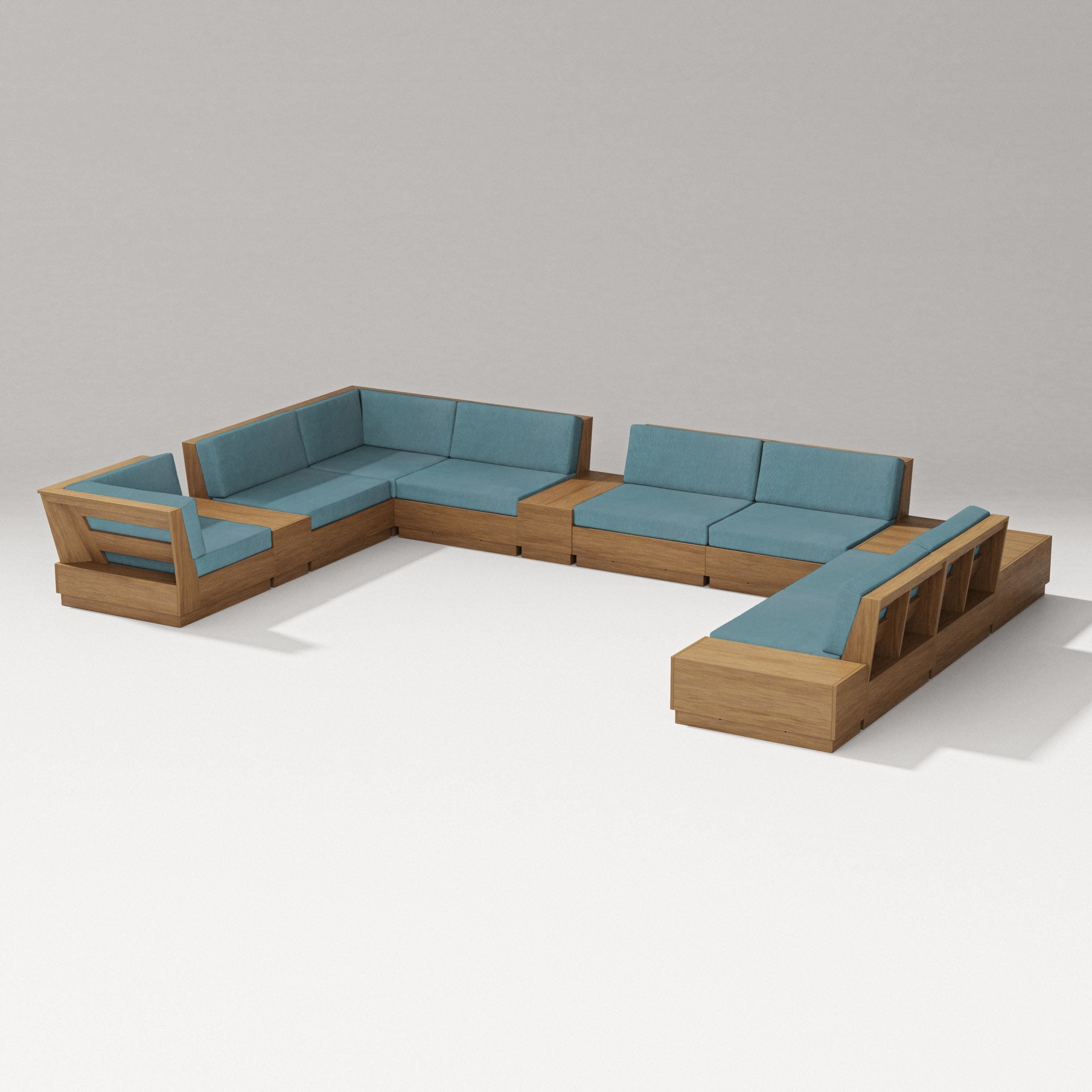 Elevate 12-Piece Conversation Sectional Set in Natural / Ocean Teal