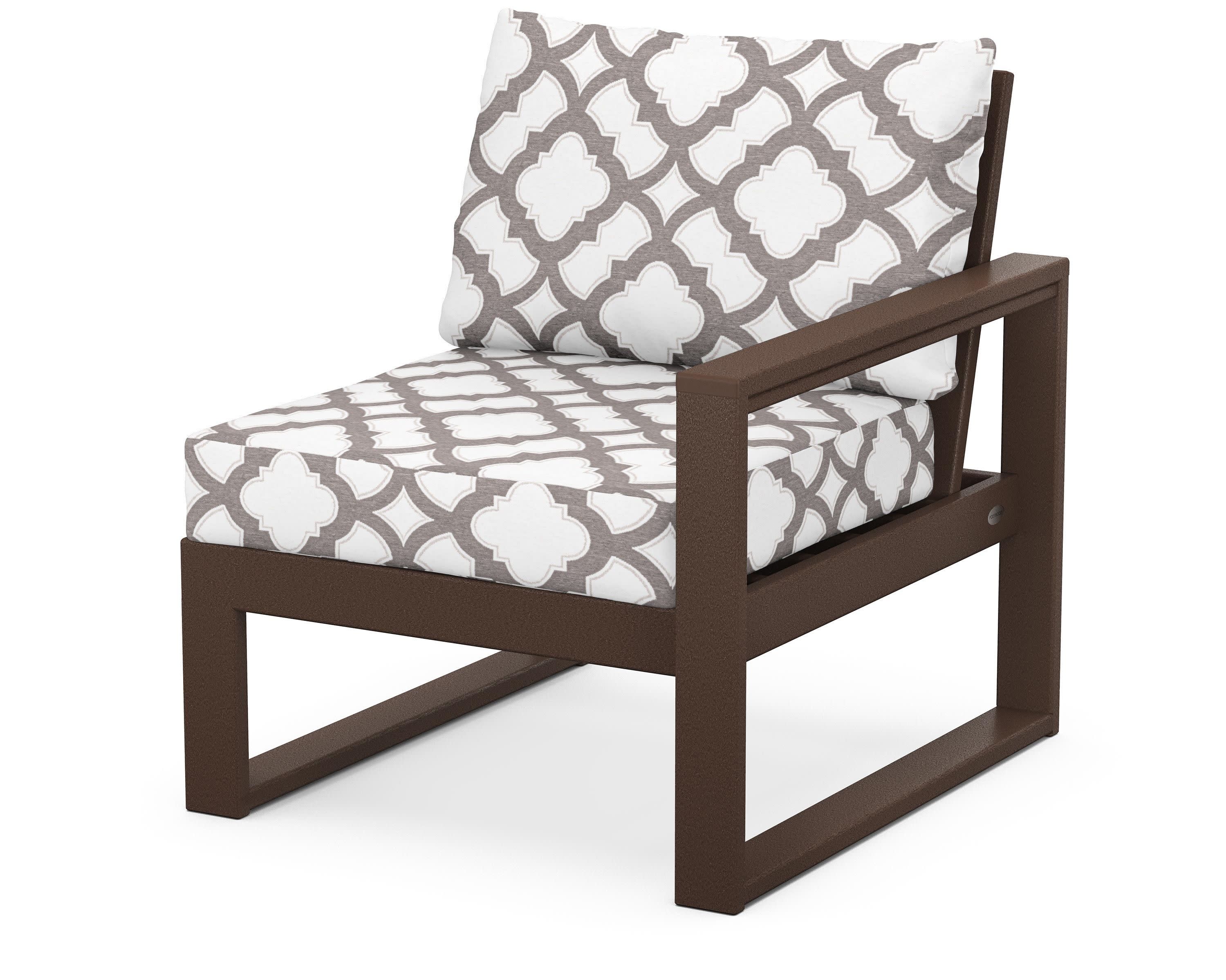 EDGE Modular Right Arm Chair in Mahogany / Trellis Grey Mist