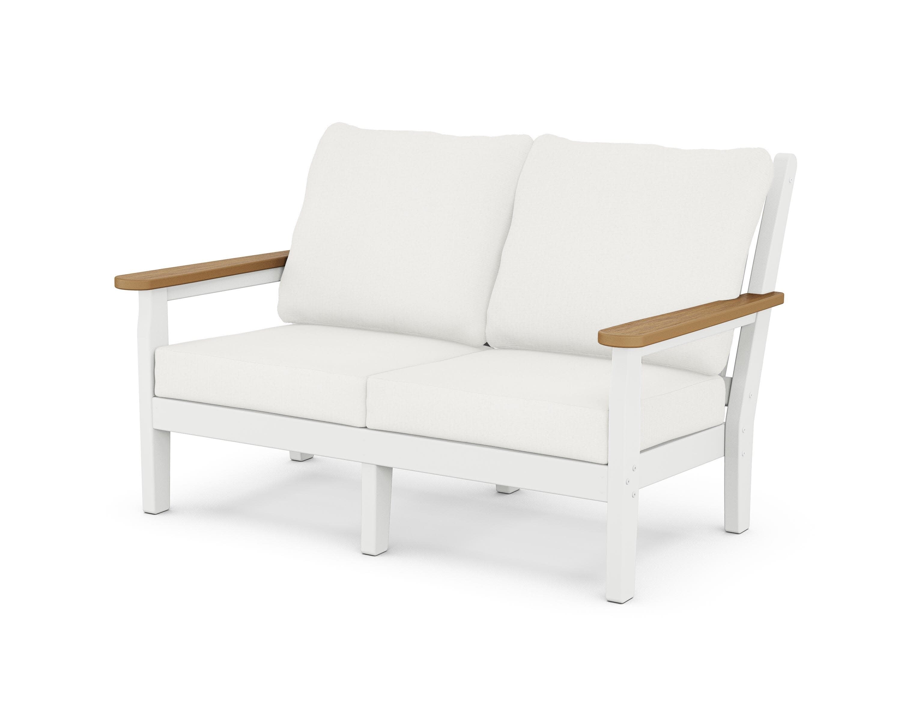 Chippendale Deep Seating Loveseat in White / Natural / Natural Linen
