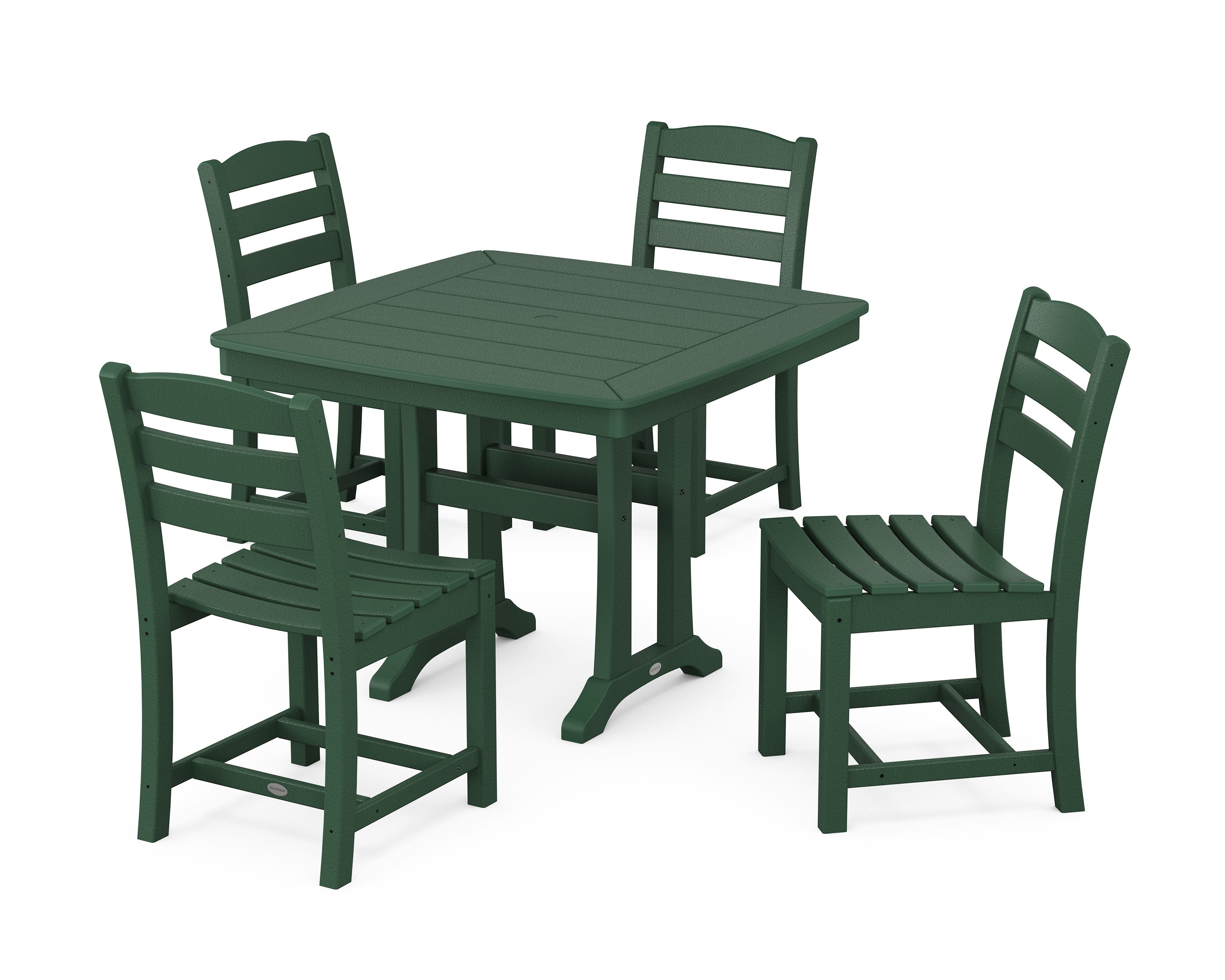 La Casa Caf Side Chair 5-Piece Dining Set with Trestle Legs in Green