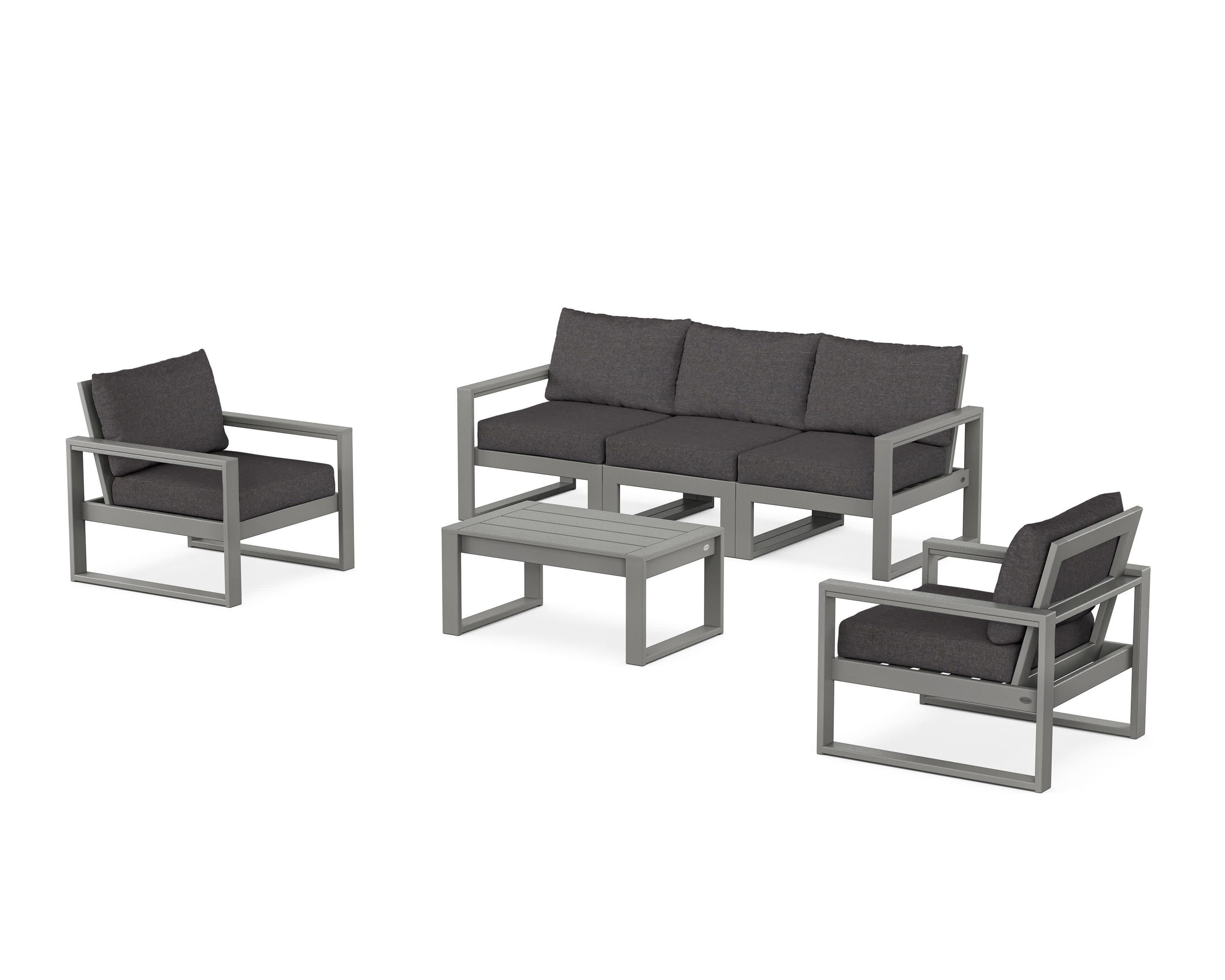 EDGE Sectional 4-Piece Deep Seating Set with Sofa in Slate Grey / Ash Charcoal
