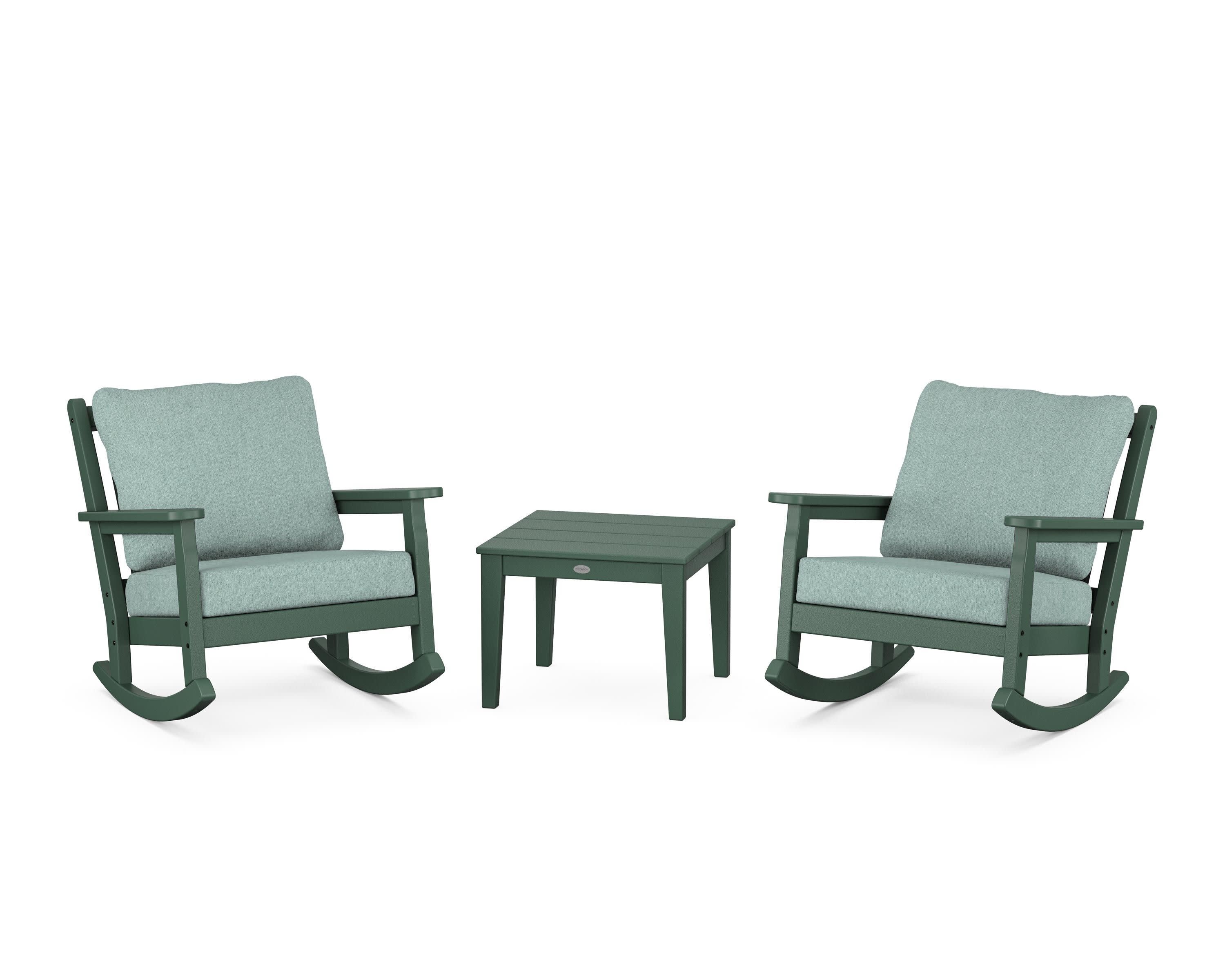 Chippendale 3-Piece Deep Seating Rocker Set in Green / Glacier Spa