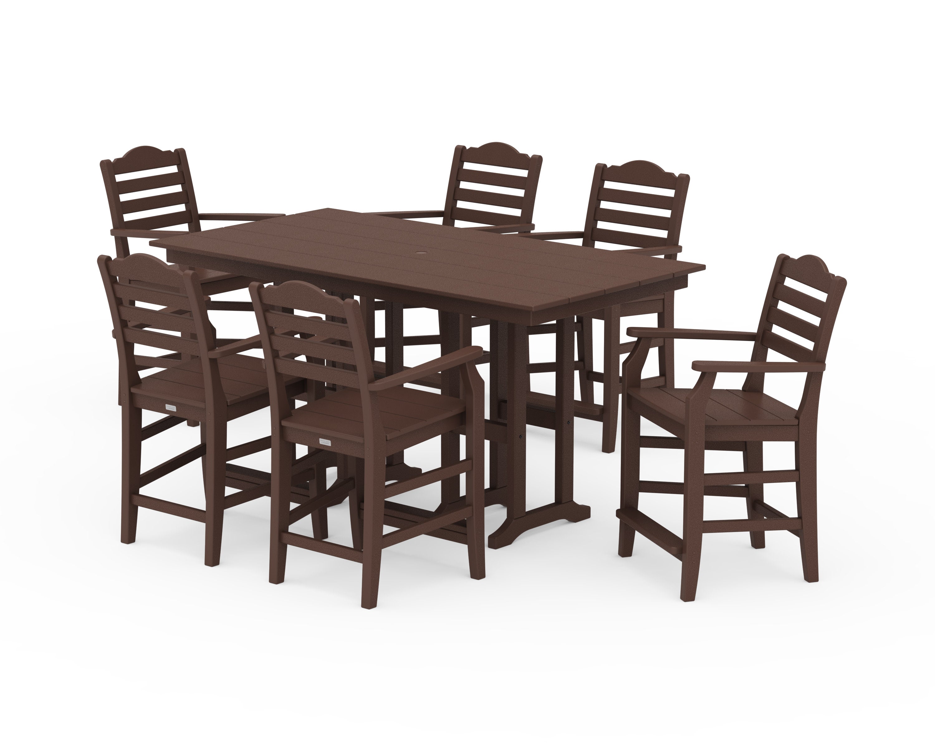 Savannah Arm Chair 7-Piece Farmhouse Counter Set in Mahogany