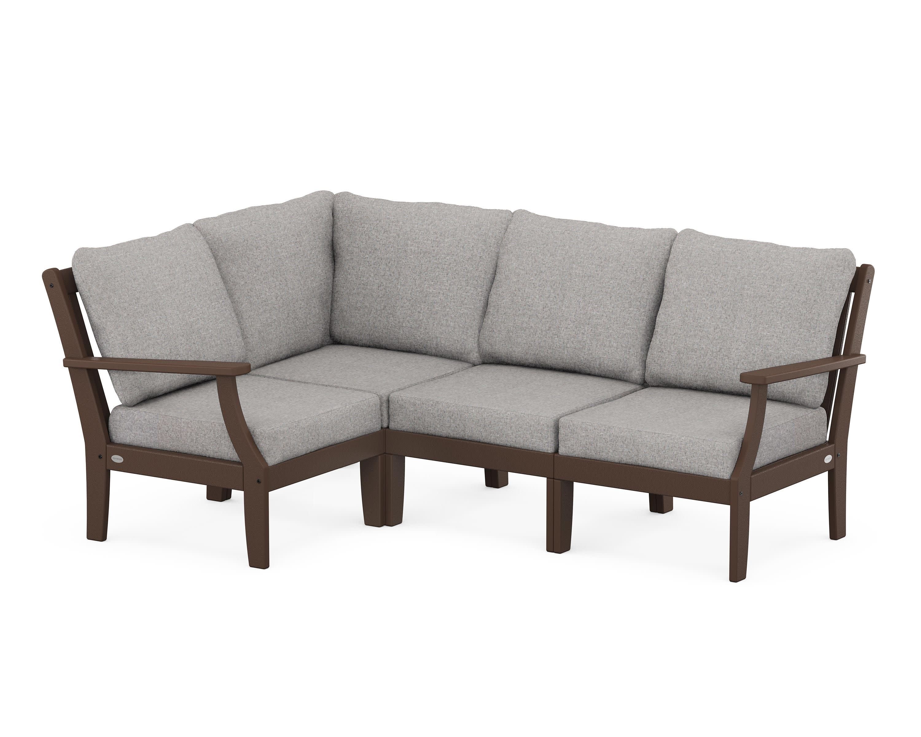 Braxton Modular 4-Piece Deep Seating Set in Mahogany / Grey Mist
