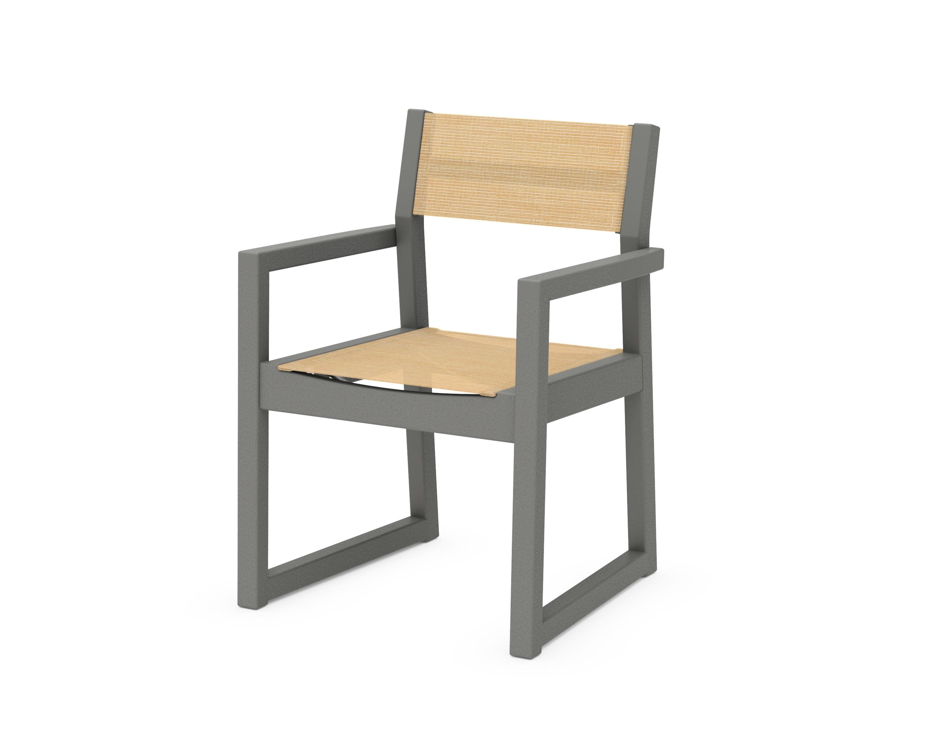 EDGE Sling Dining Arm Chair in Slate Grey / Dupioni Apricot Sling