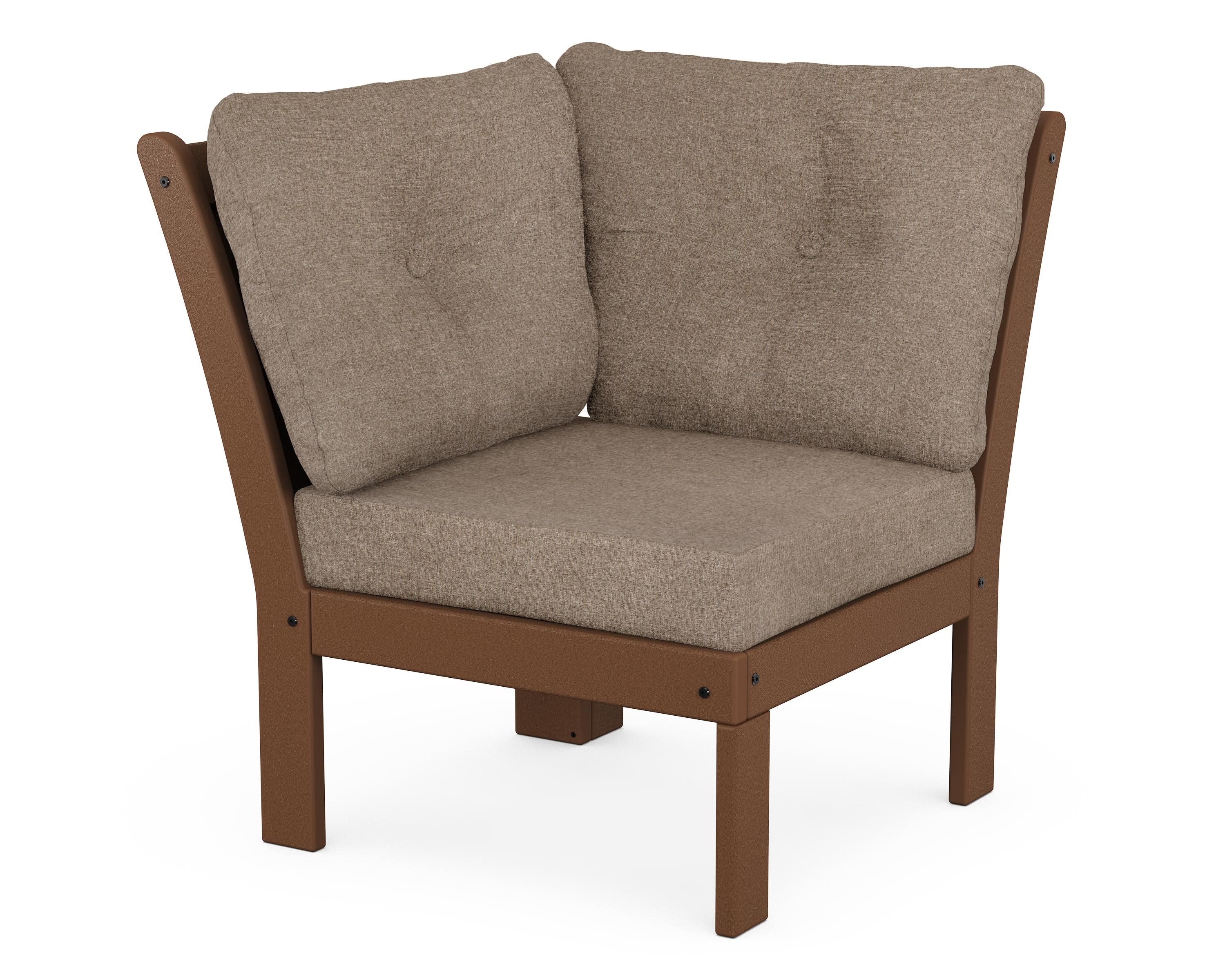 Vineyard Modular Corner Chair in Teak / Spiced Burlap
