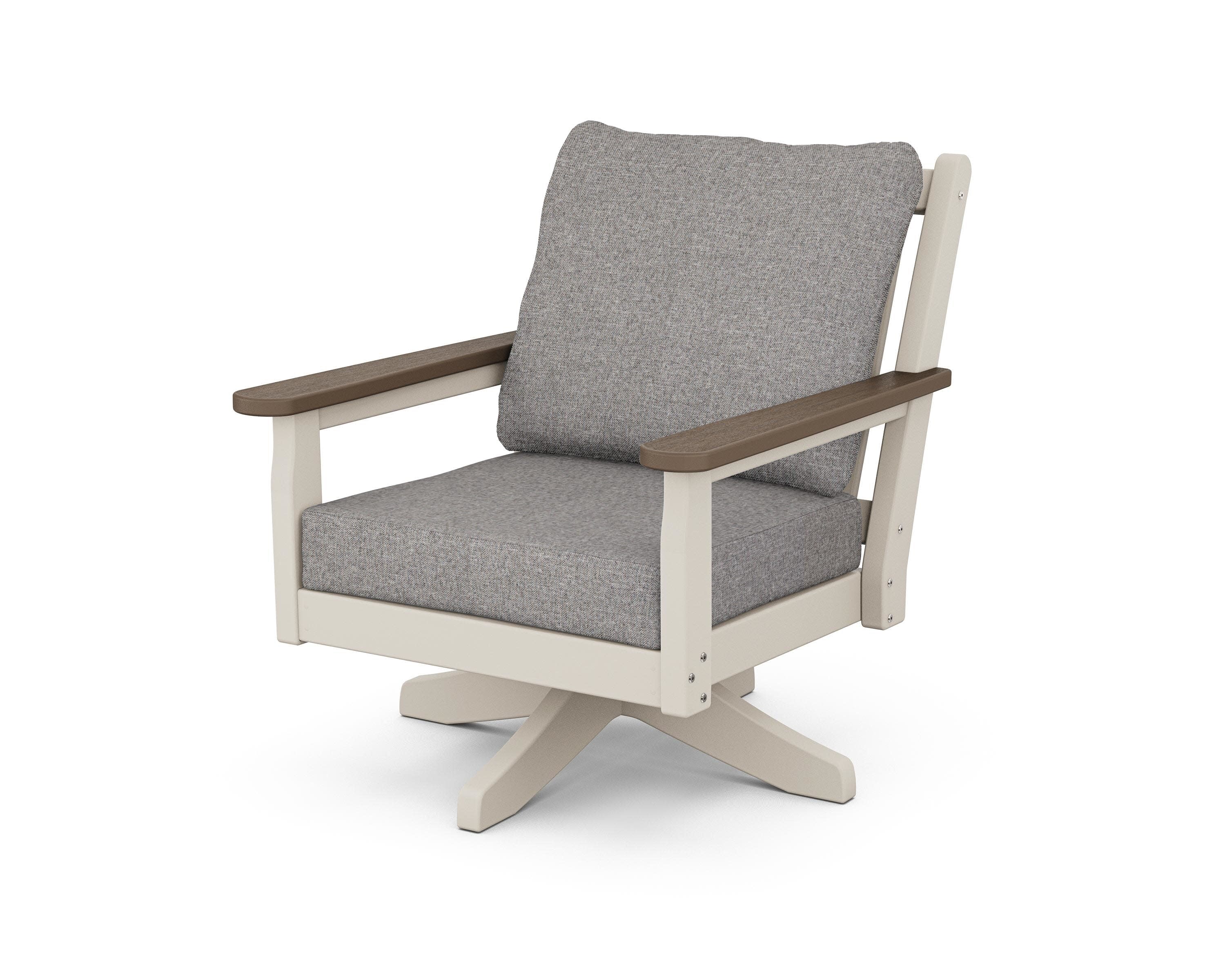 Chippendale Deep Seating Swivel Chair in Sand / Kona / Grey Mist