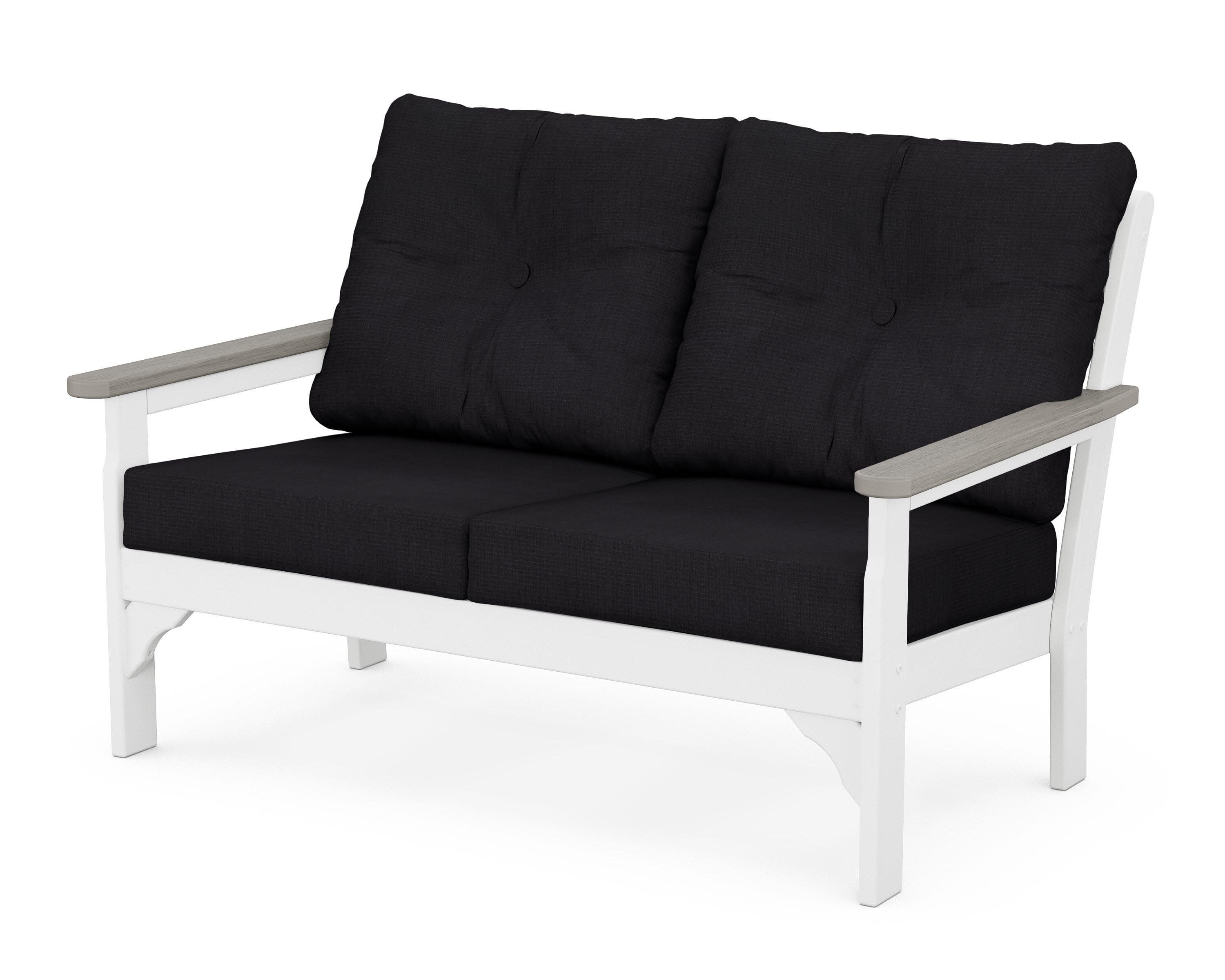 Vineyard Deep Seating Loveseat in White / Driftwood / Midnight Linen