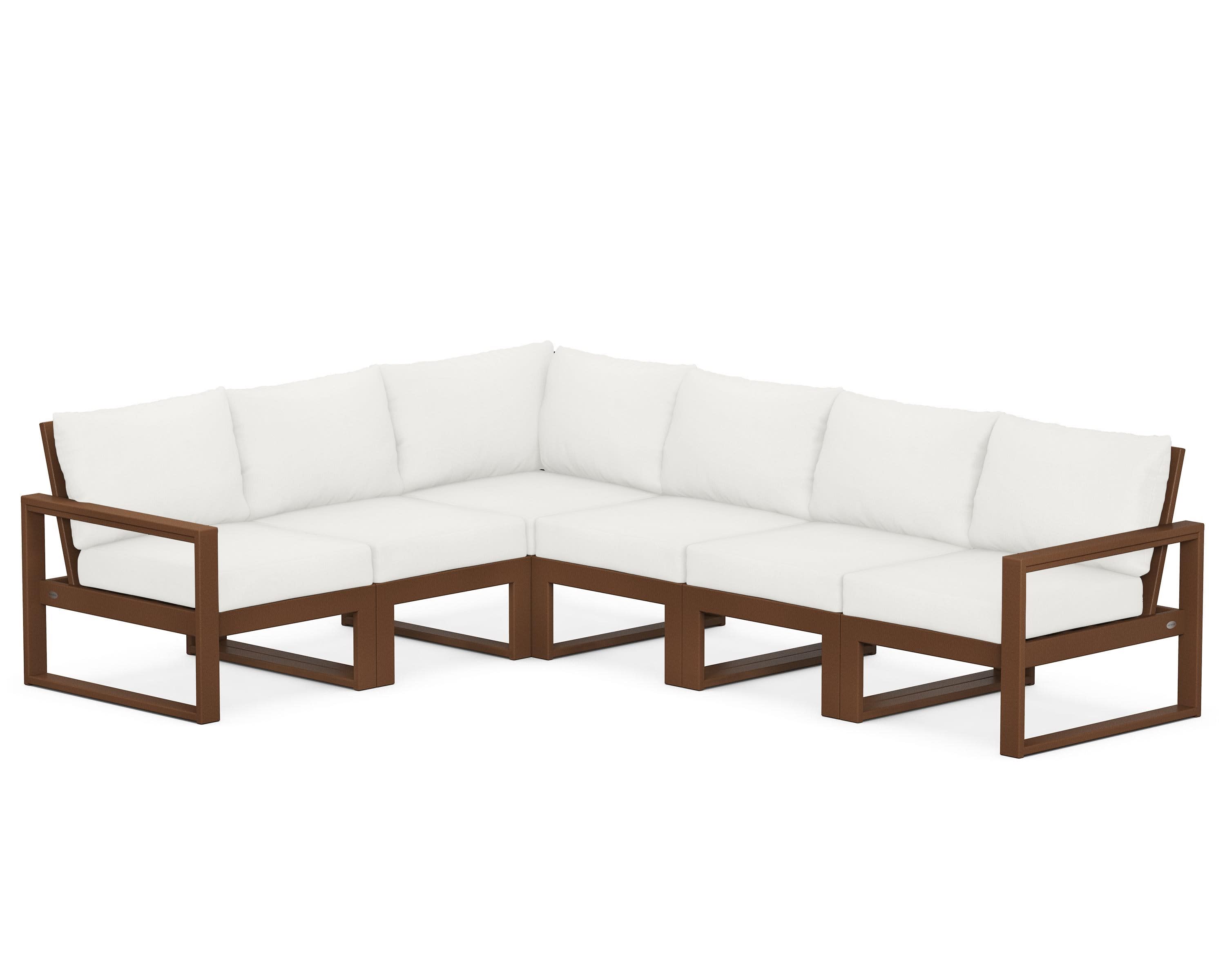 EDGE 6-Piece Modular Deep Seating Set in Teak / Natural Linen