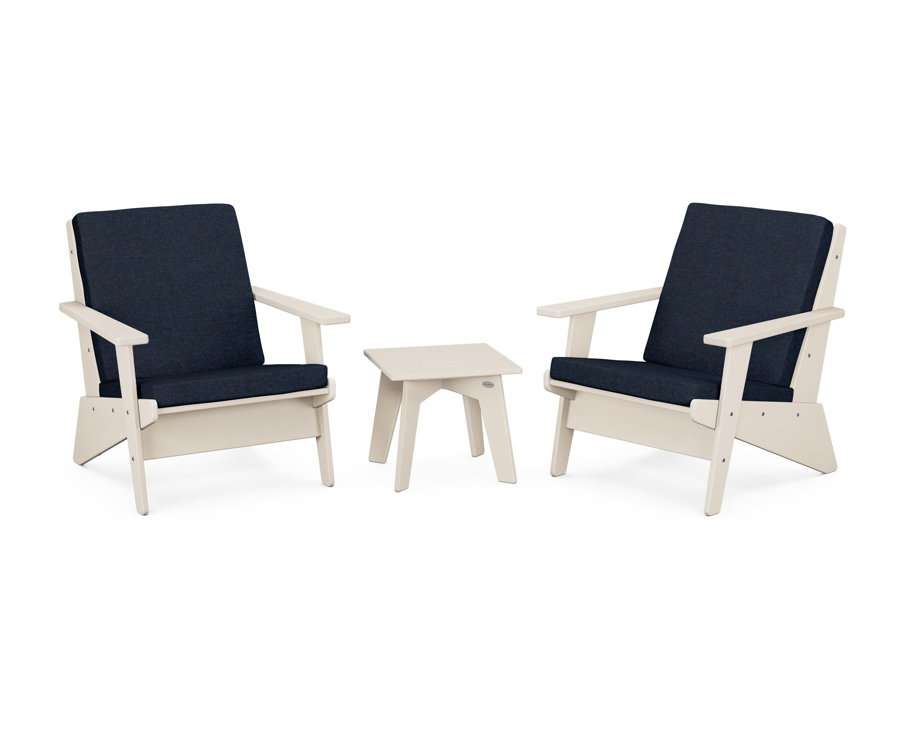 Riviera Modern Lounge 3-Piece Set in Sand / Marine Indigo
