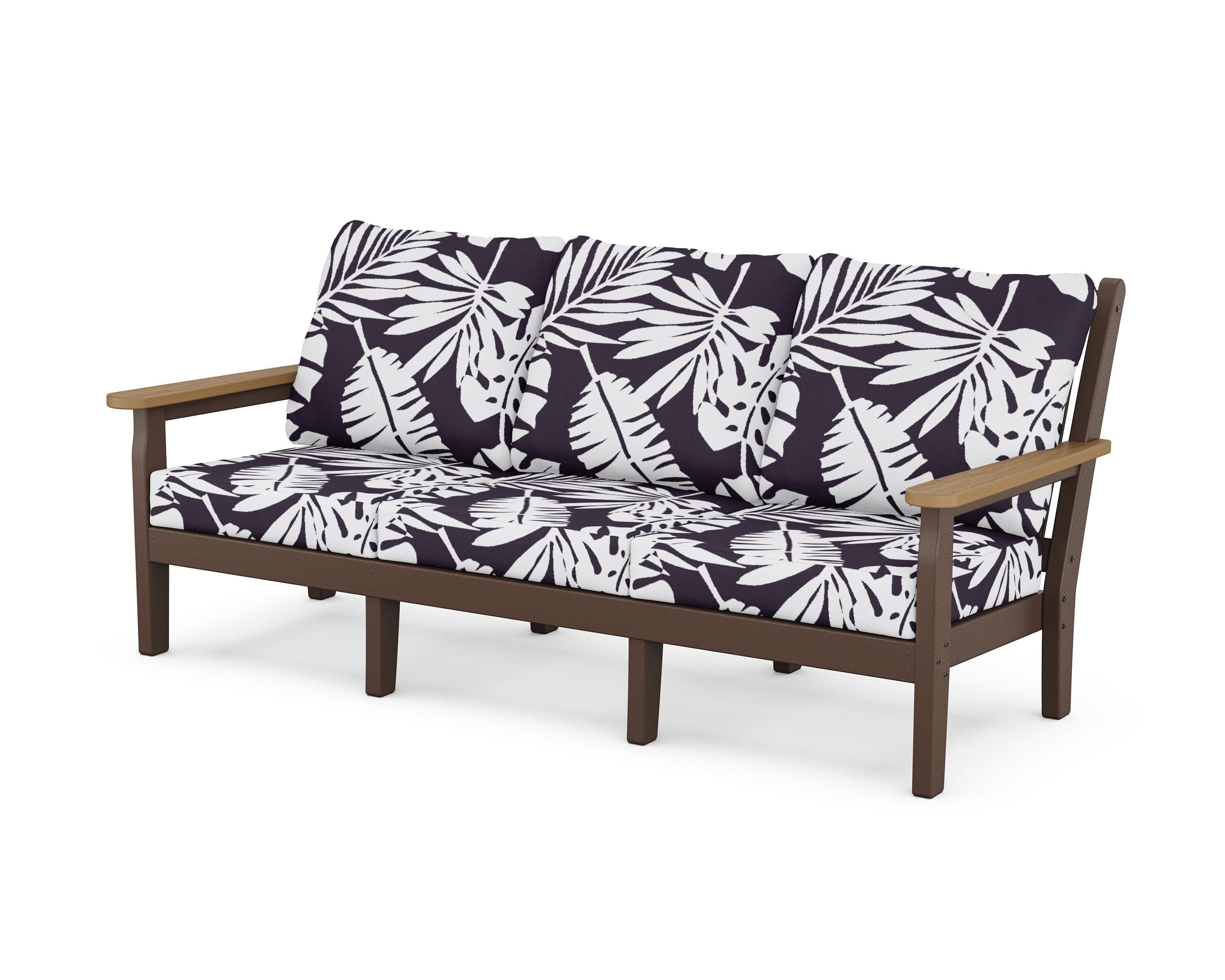 Chippendale Deep Seating Sofa in Mahogany / Natural / Leaf Navy