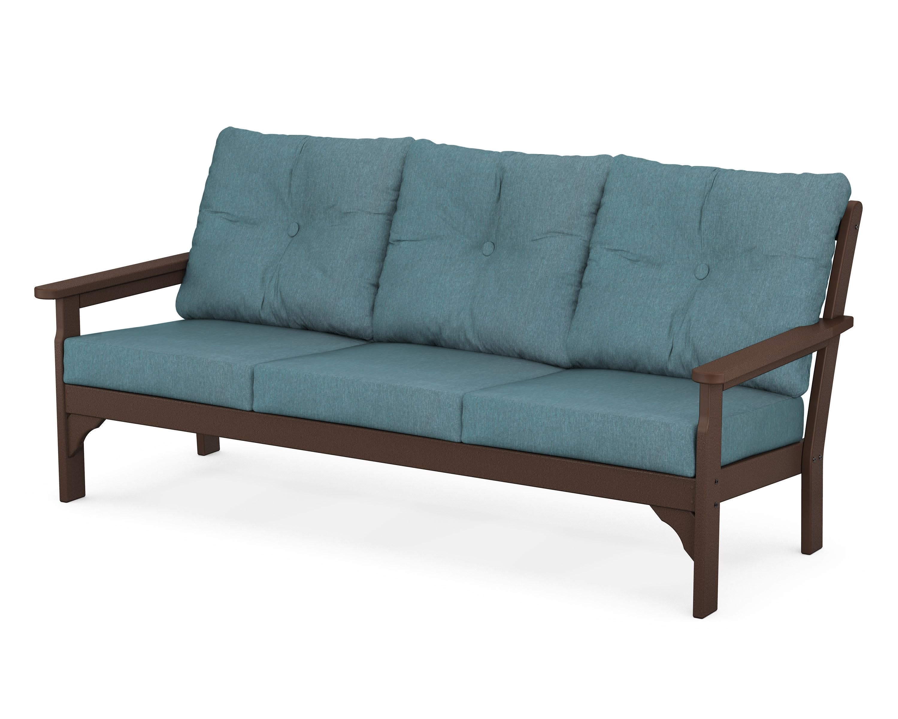 Vineyard Deep Seating Sofa in Mahogany / Ocean Teal