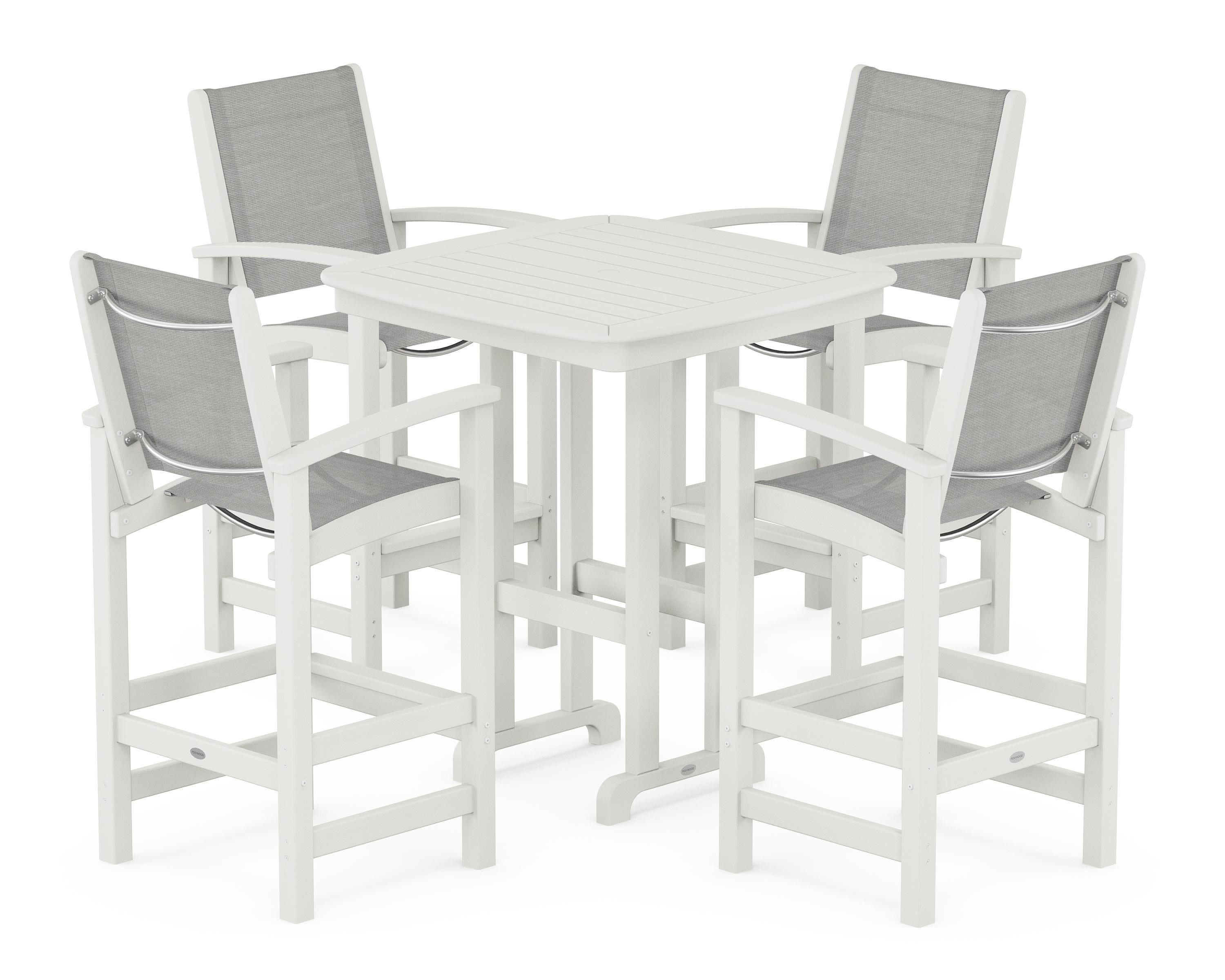 Coastal 5-Piece Bar Set in Vintage White / Metallic Sling