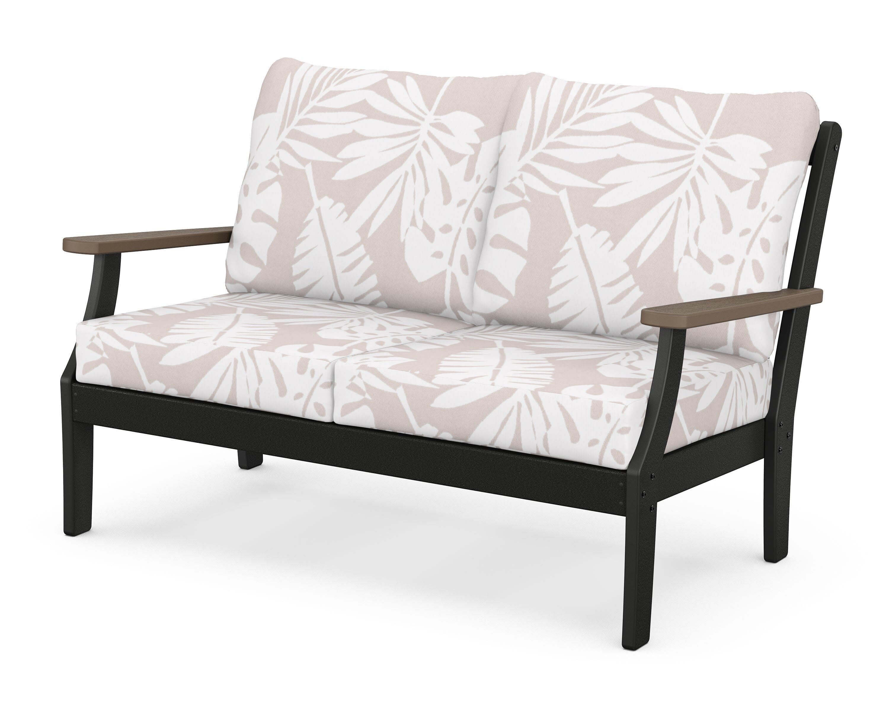 Braxton Deep Seating Loveseat in Black / Kona / Leaf Dune Burlap
