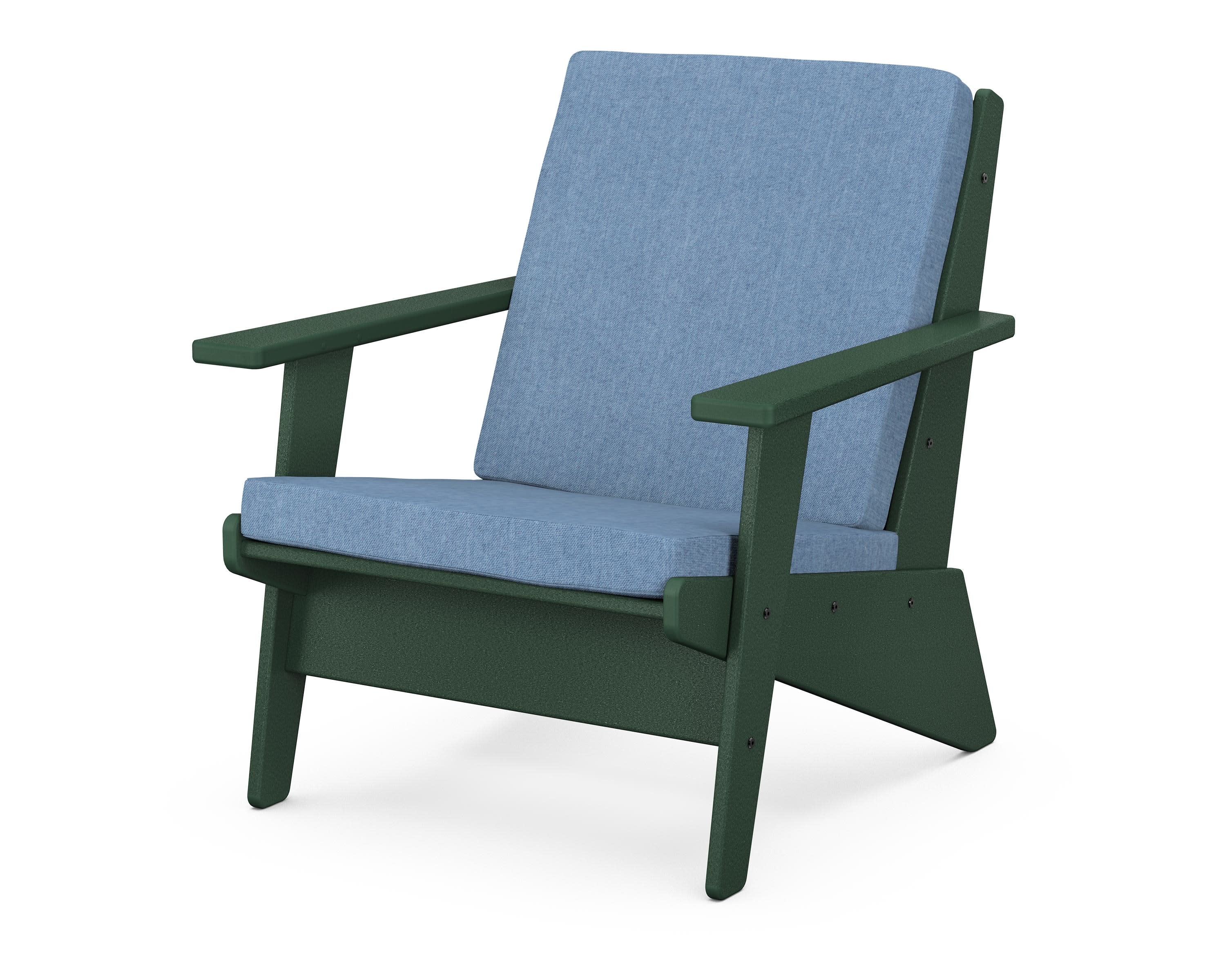 Riviera Modern Lounge Chair in Green / Sky Blue