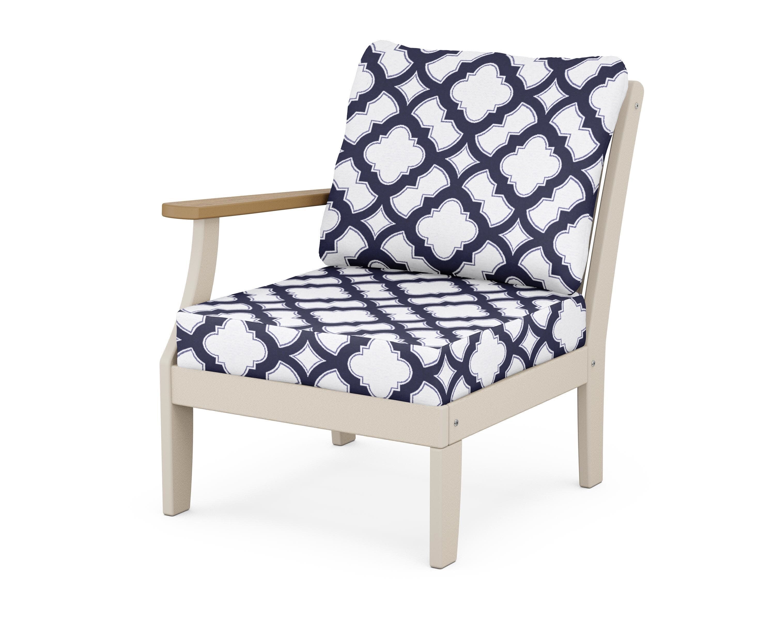 Braxton Modular Left Arm Chair in Sand / Natural / Trellis Navy