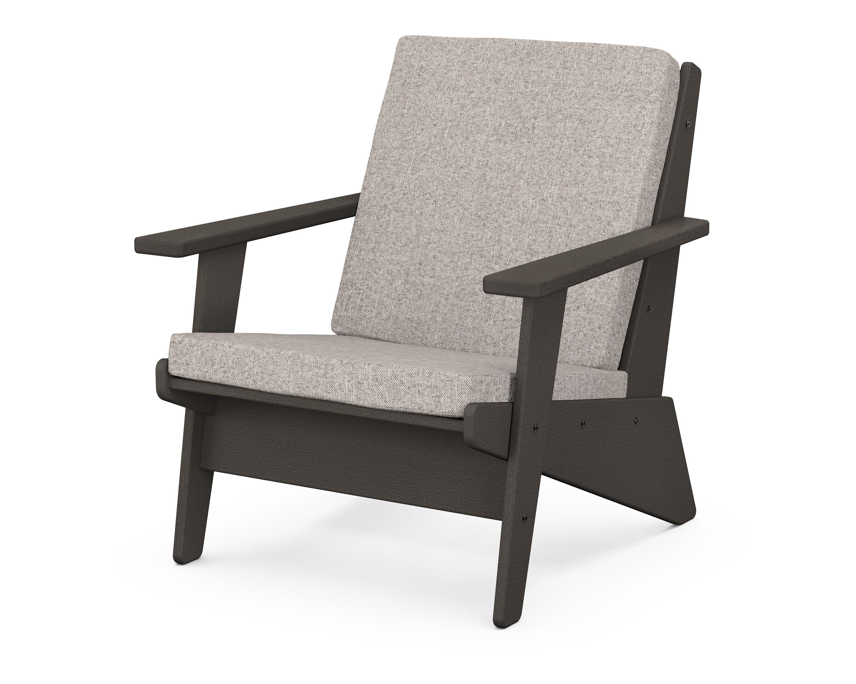 Riviera Modern Lounge Chair in Vintage Coffee / Weathered Tweed