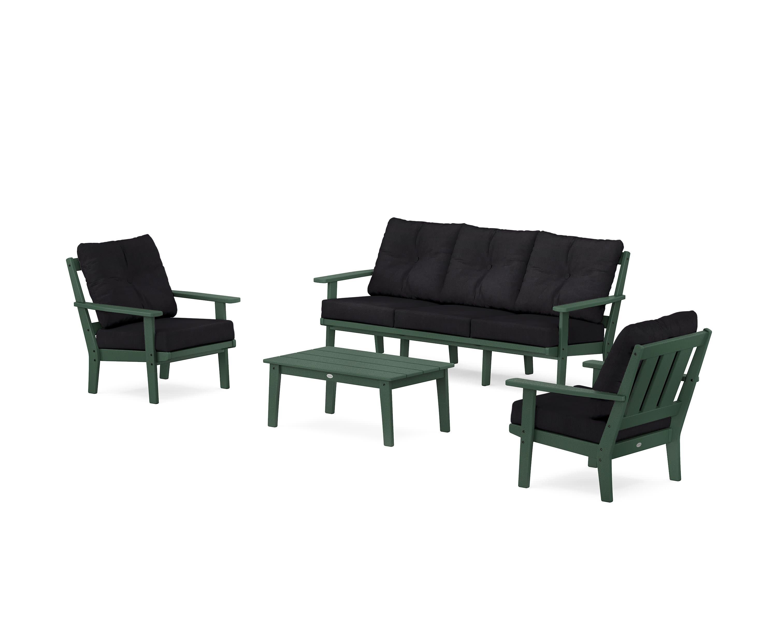 Oxford 4-Piece Deep Seating Set with Sofa in Green / Midnight Linen